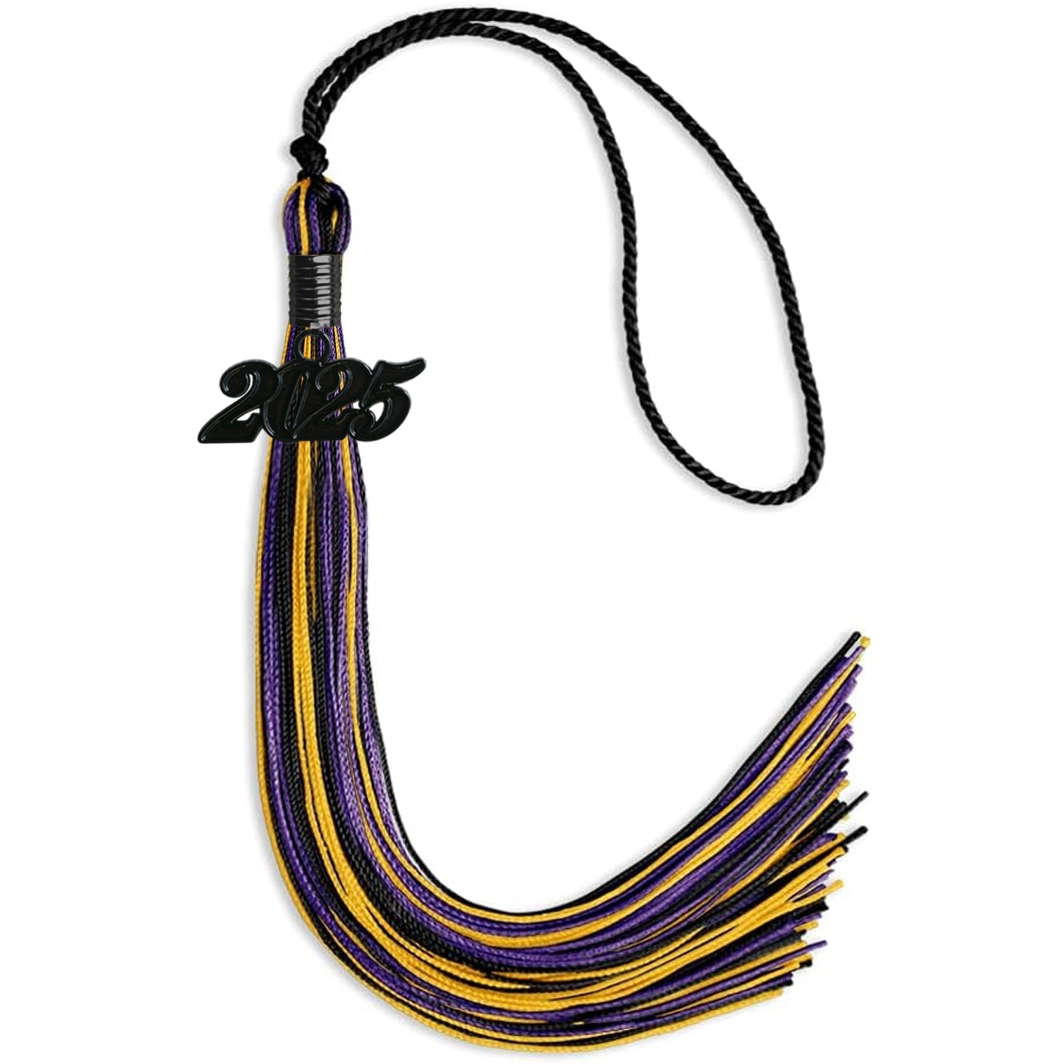 Black/Purple/Gold Mixed Color Graduation Tassel with Black Date Drop - Endea Graduation