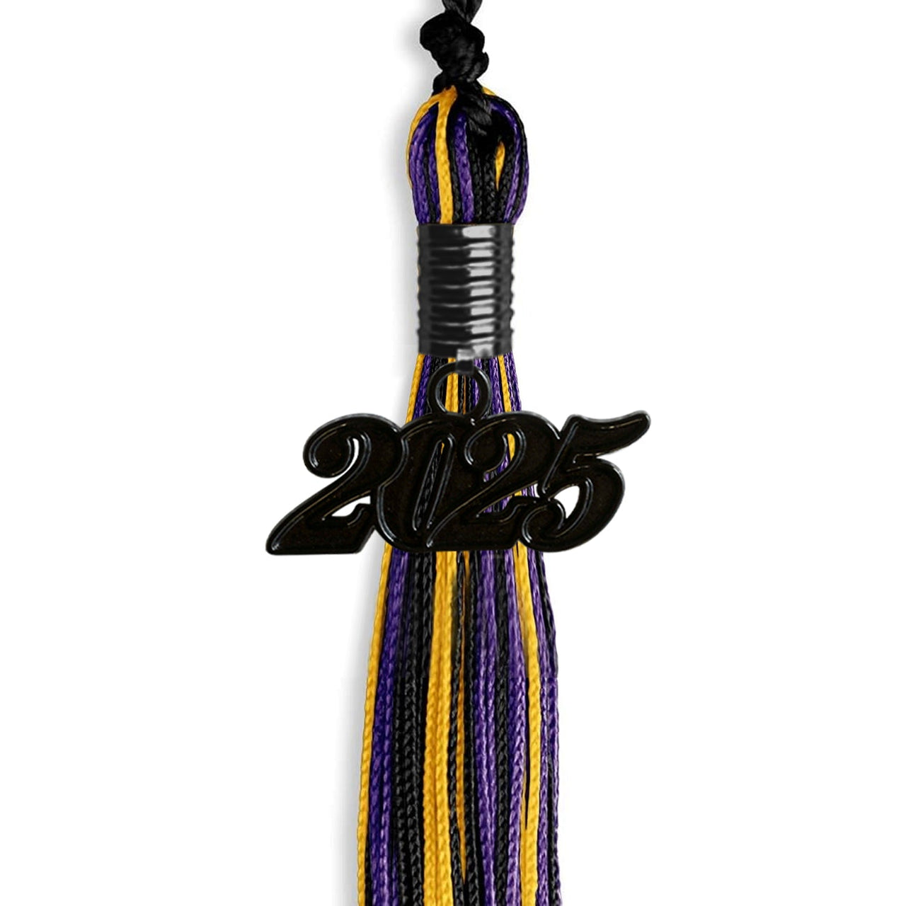 Black/Purple/Gold Mixed Color Graduation Tassel with Black Date Drop - Endea Graduation