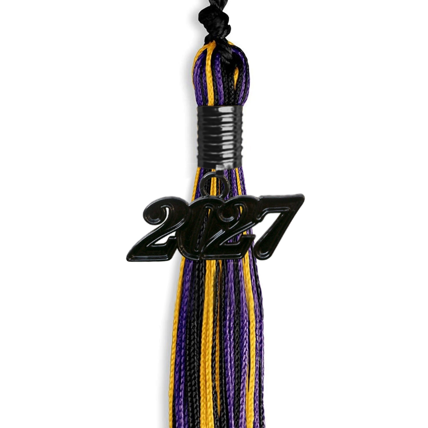 Black/Purple/Gold Mixed Color Graduation Tassel with Black Date Drop - Endea Graduation