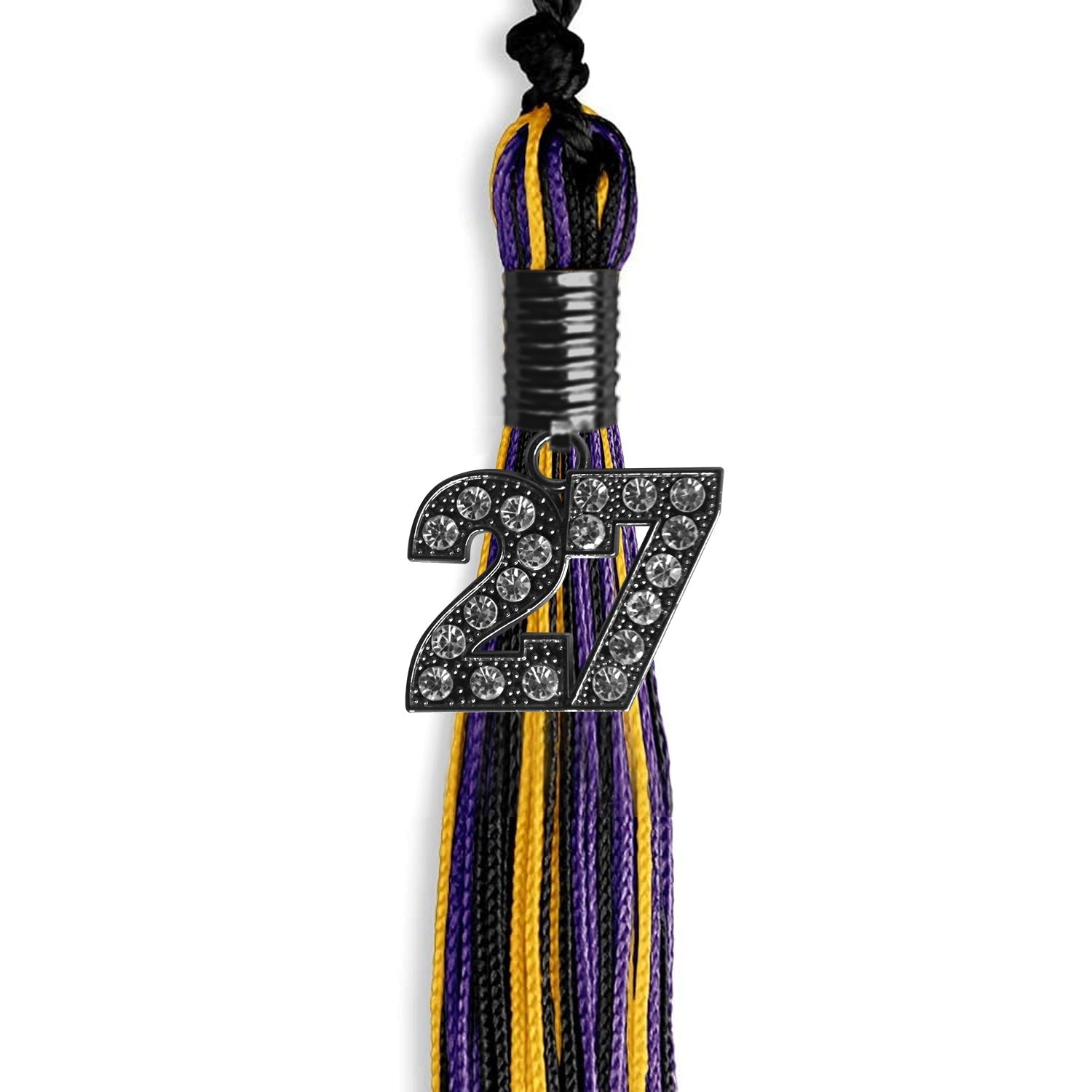 Black/Purple/Gold Mixed Color Graduation Tassel with Black Date Drop - Endea Graduation