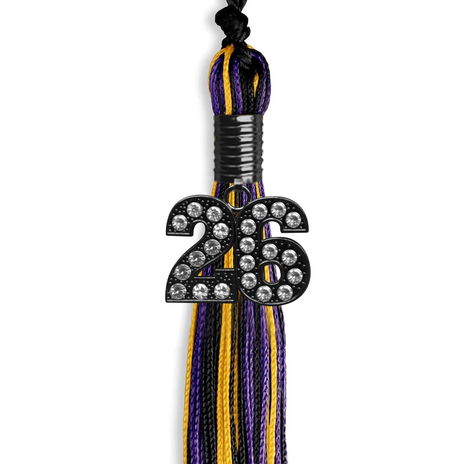 Black/Purple/Gold Mixed Color Graduation Tassel with Black Date Drop - Endea Graduation