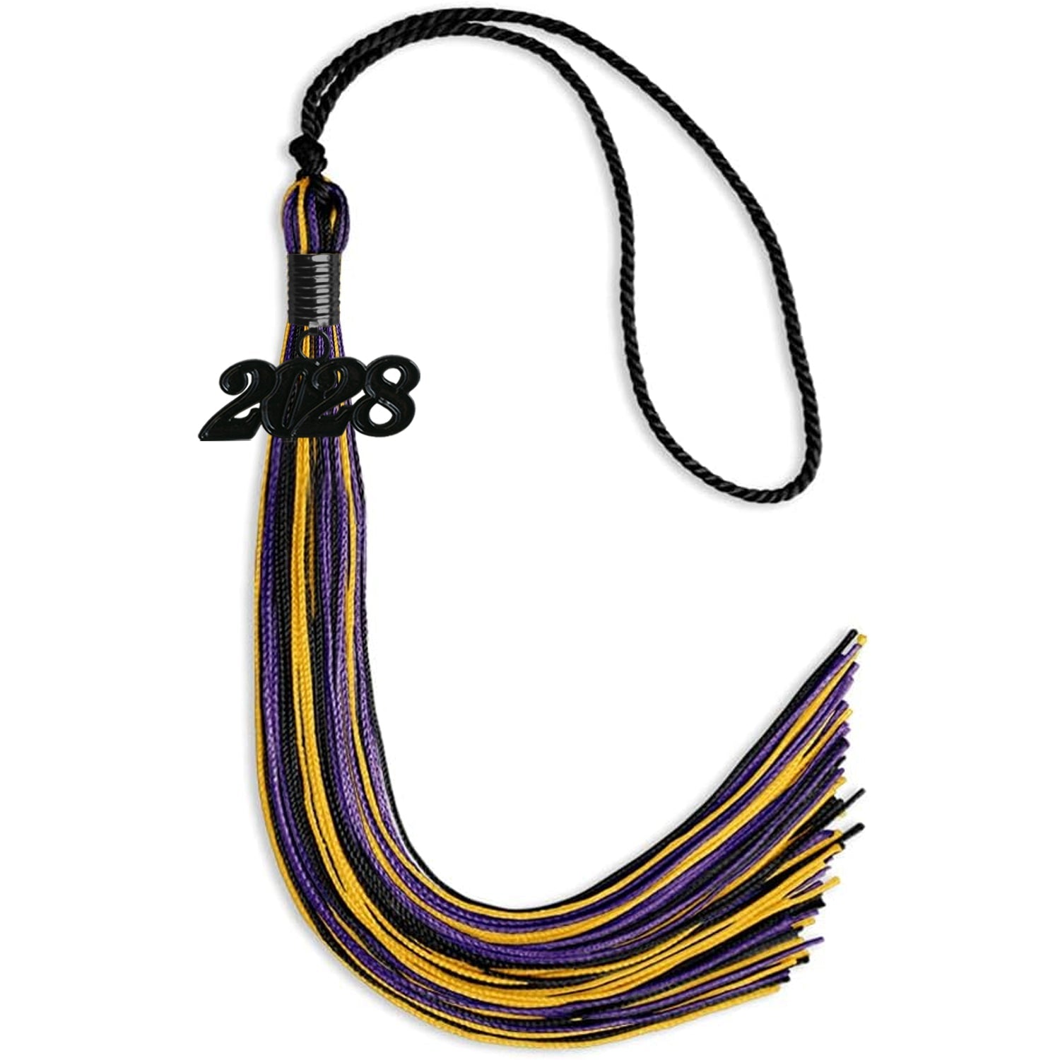 Black/Purple/Gold Mixed Color Graduation Tassel with Black Date Drop - Endea Graduation