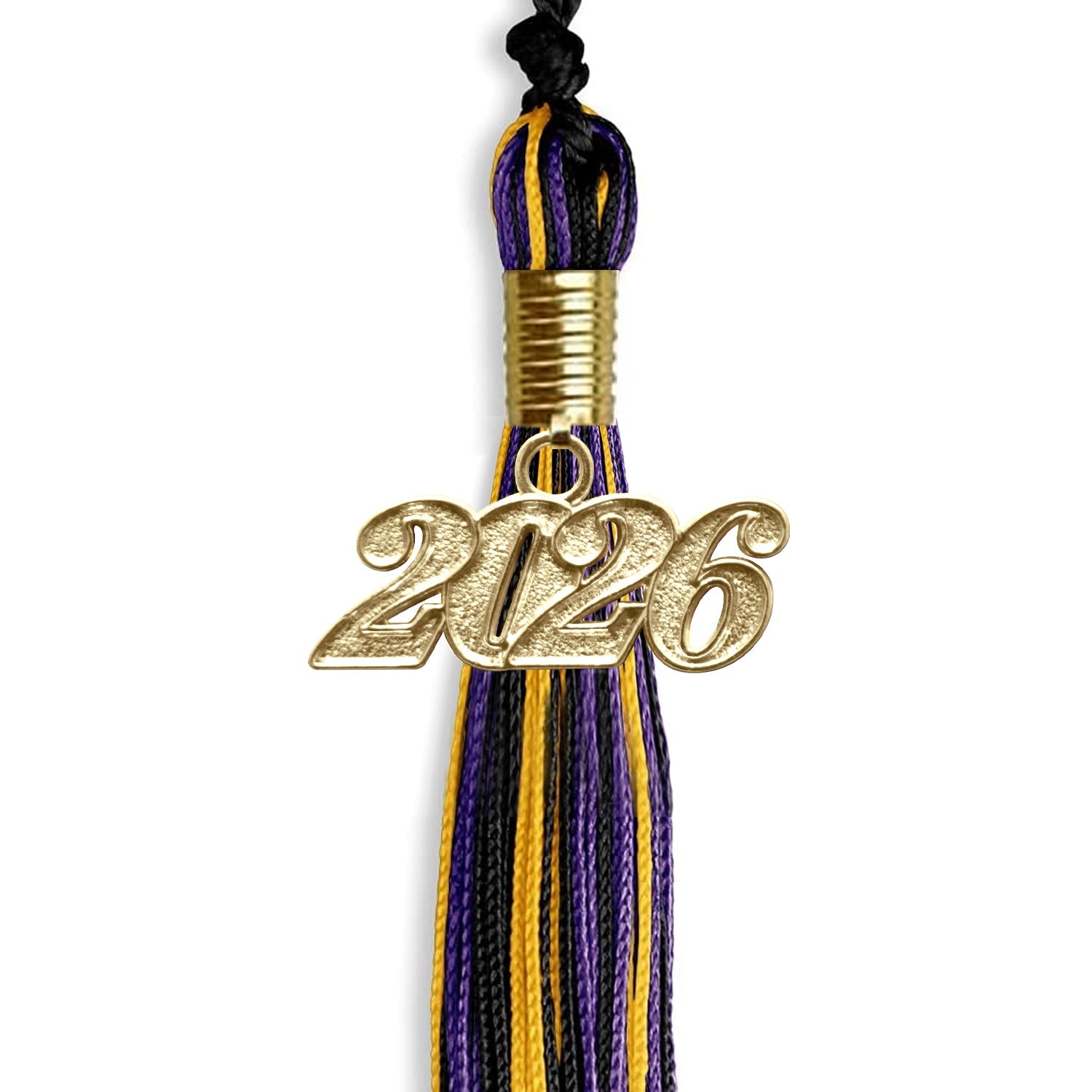 Black/Purple/Gold Mixed Color Graduation Tassel with Gold Date Drop - Endea Graduation