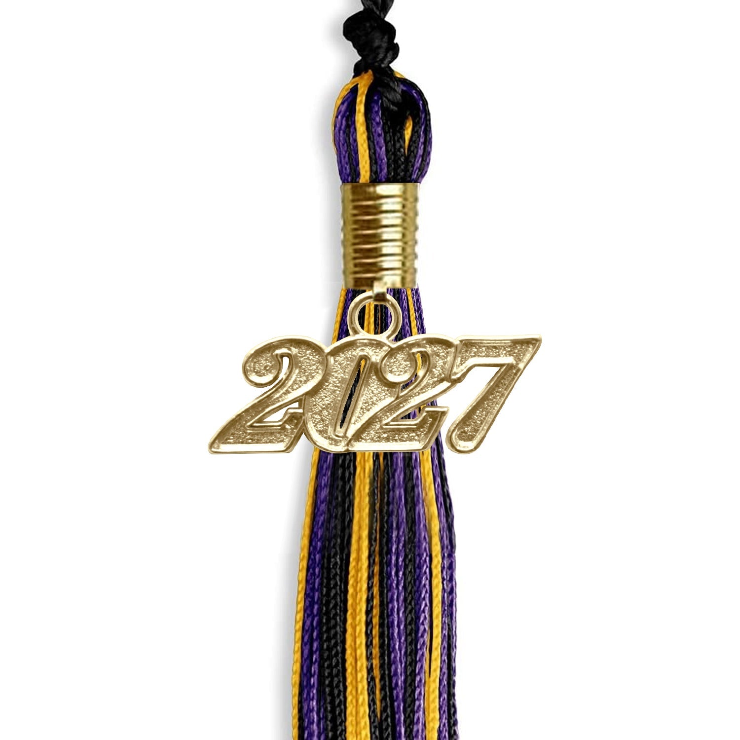 Black/Purple/Gold Mixed Color Graduation Tassel with Gold Date Drop - Endea Graduation