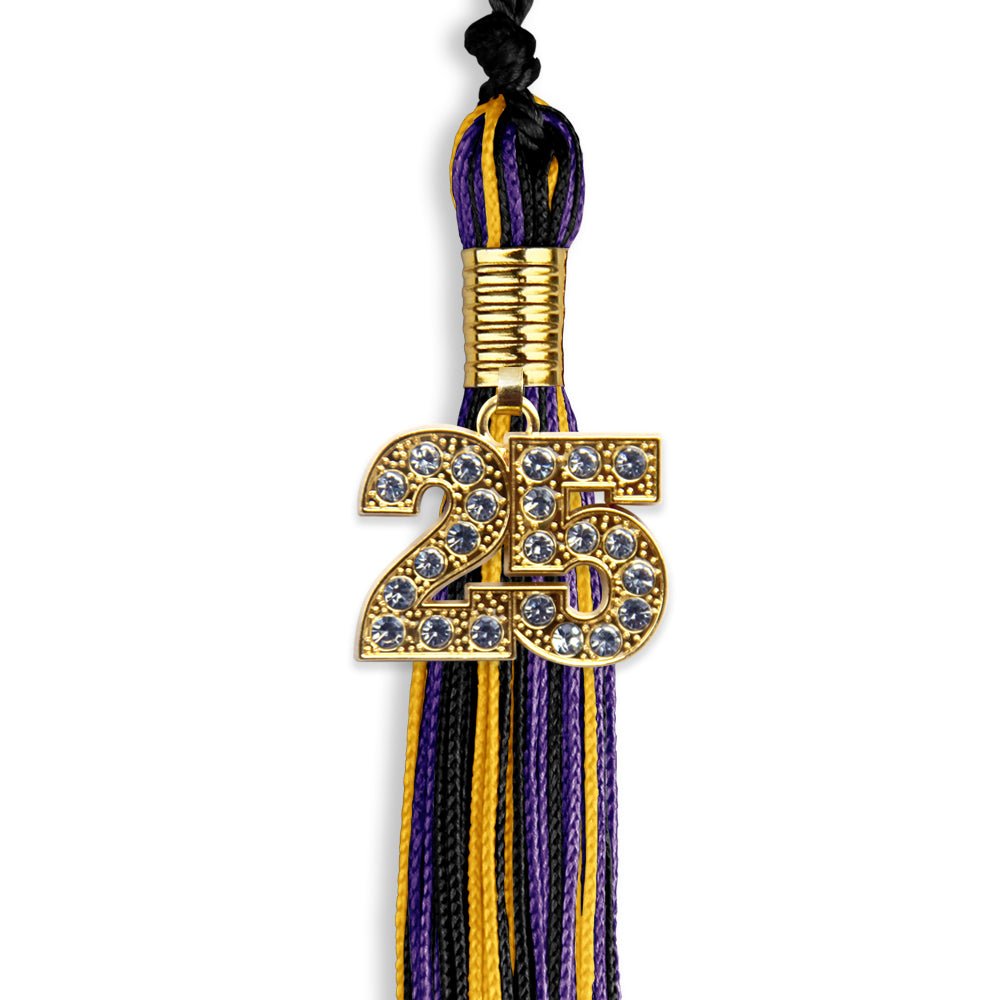 Black/Purple/Gold Mixed Color Graduation Tassel with Gold Date Drop - Endea Graduation