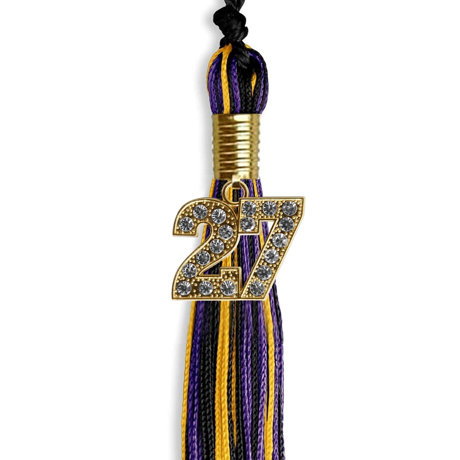 Black/Purple/Gold Mixed Color Graduation Tassel with Gold Date Drop - Endea Graduation