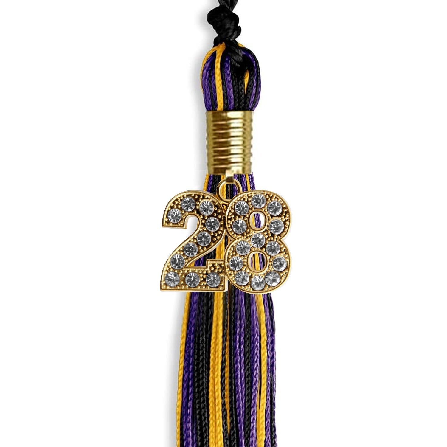 Black/Purple/Gold Mixed Color Graduation Tassel with Gold Date Drop - Endea Graduation