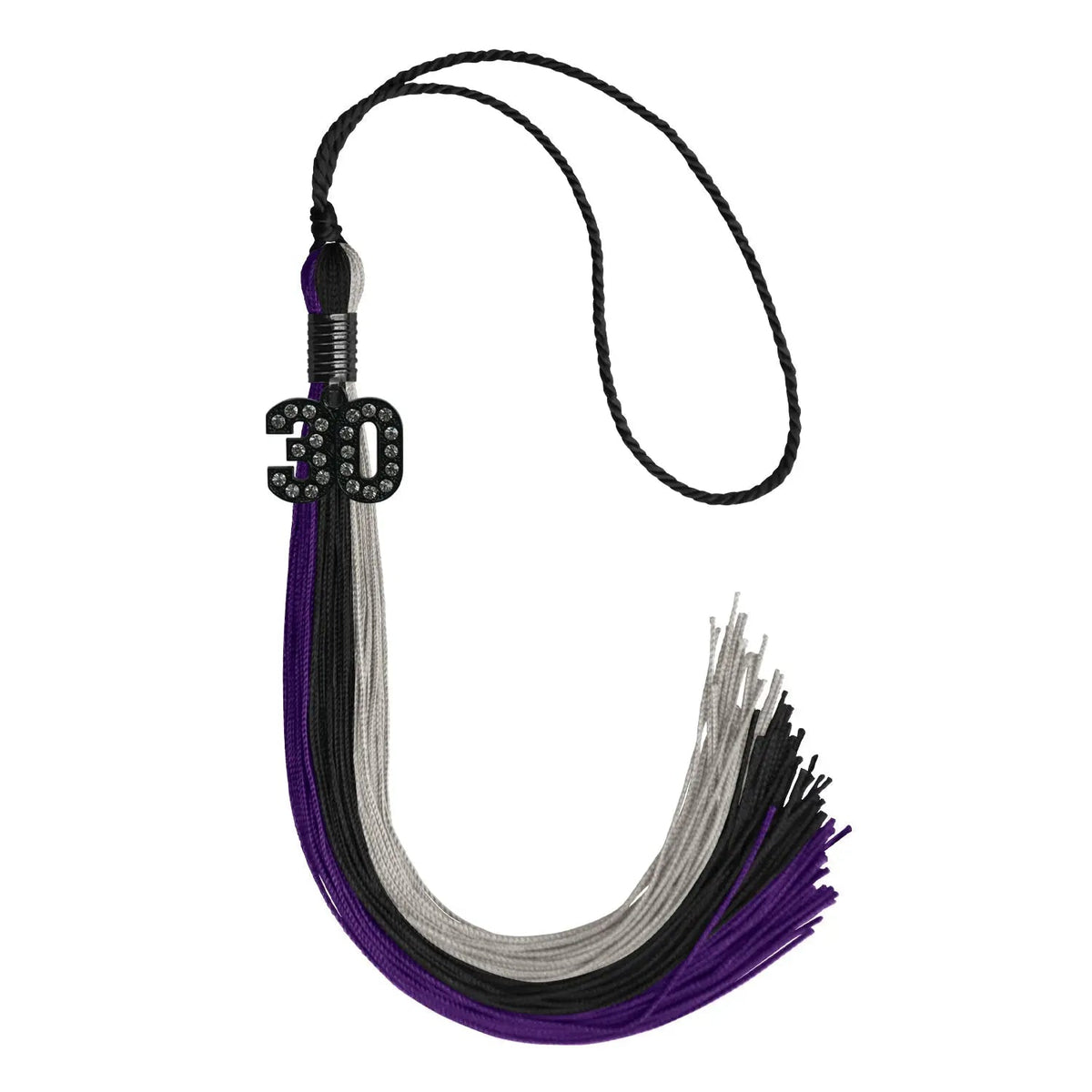 Black/Purple/Grey Graduation Tassel with Black Bling Charm - Endea Graduation