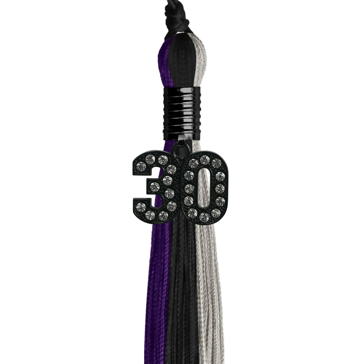 Black/Purple/Grey Graduation Tassel with Black Bling Charm - Endea Graduation