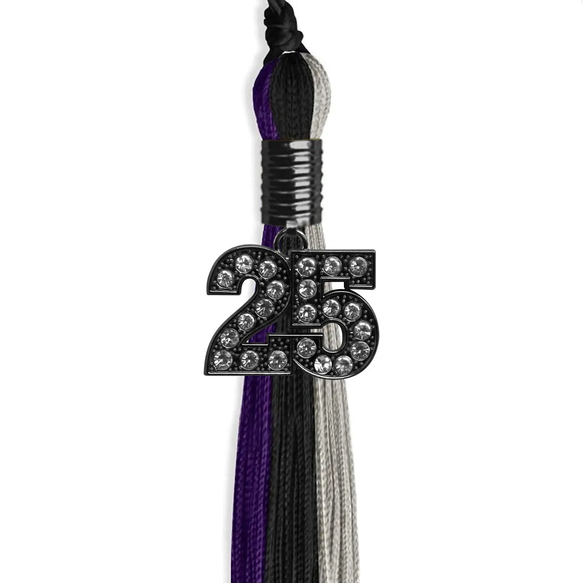 Black/Purple/Grey Graduation Tassel with Black Bling Charm - Endea Graduation