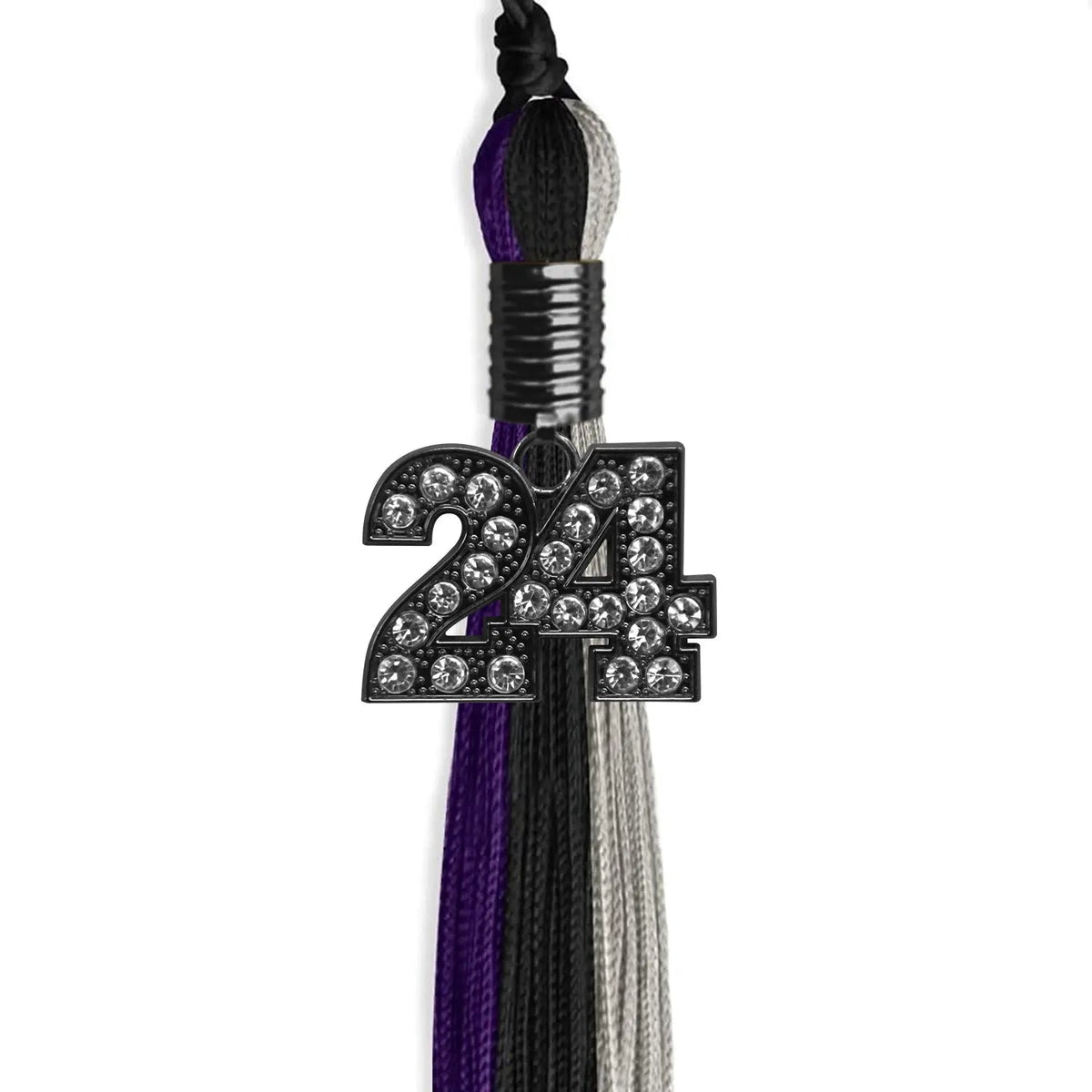 Black/Purple/Grey Graduation Tassel with Black Bling Charm - Endea Graduation