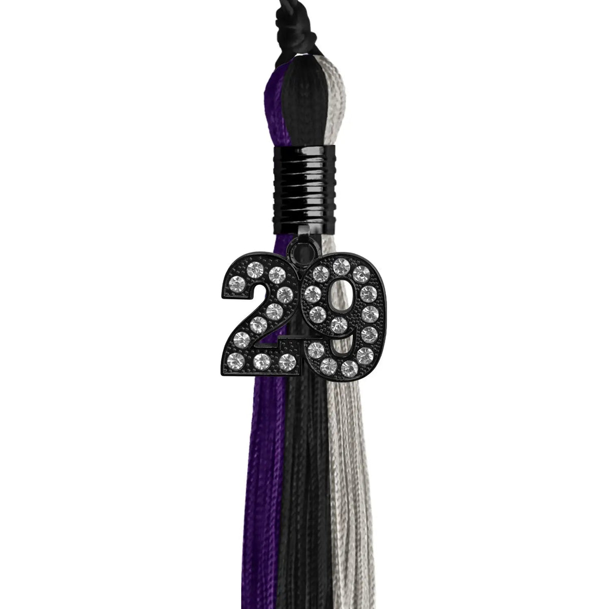 Black/Purple/Grey Graduation Tassel with Black Bling Charm - Endea Graduation