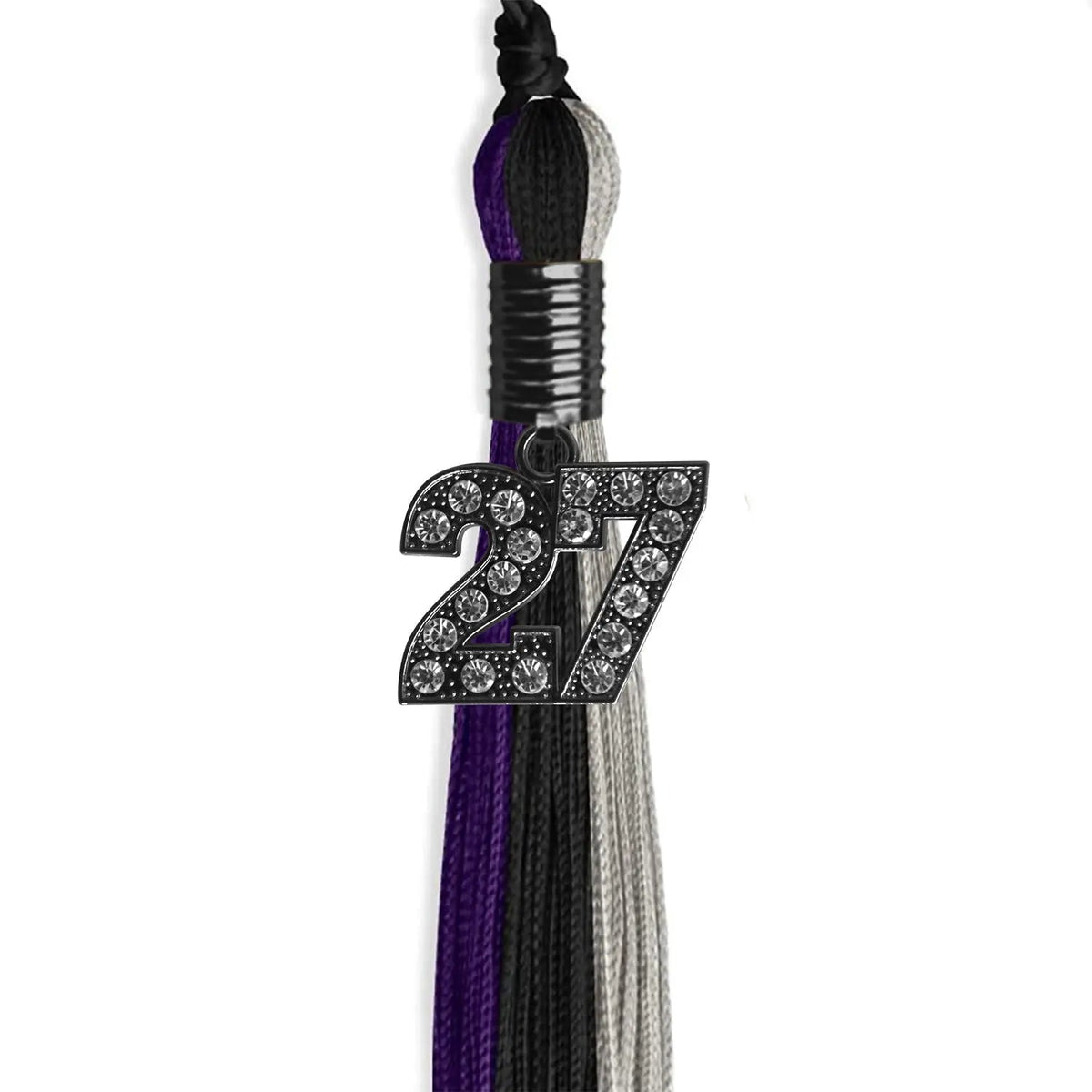 Black/Purple/Grey Graduation Tassel with Black Bling Charm - Endea Graduation
