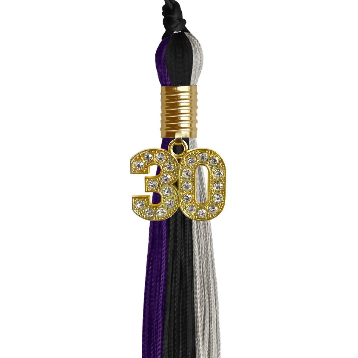 Black/Purple/Grey Graduation Tassel with Gold Bling Charm - Endea Graduation