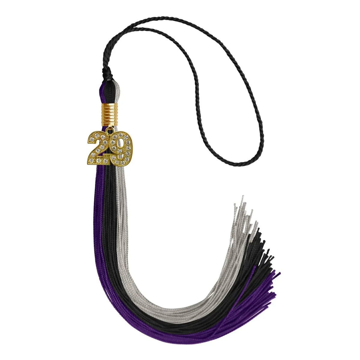 Black/Purple/Grey Graduation Tassel with Gold Bling Charm - Endea Graduation