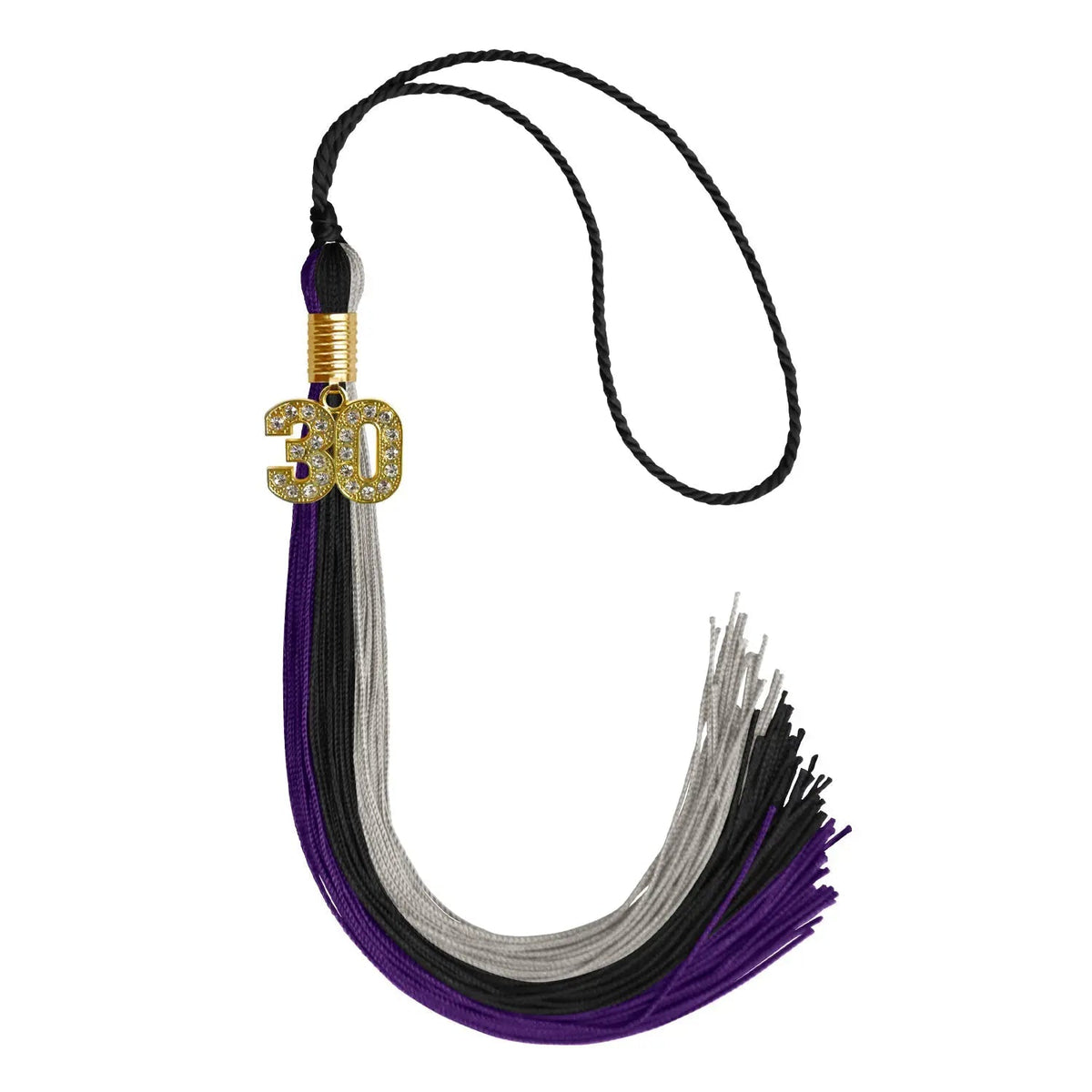 Black/Purple/Grey Graduation Tassel with Gold Bling Charm - Endea Graduation
