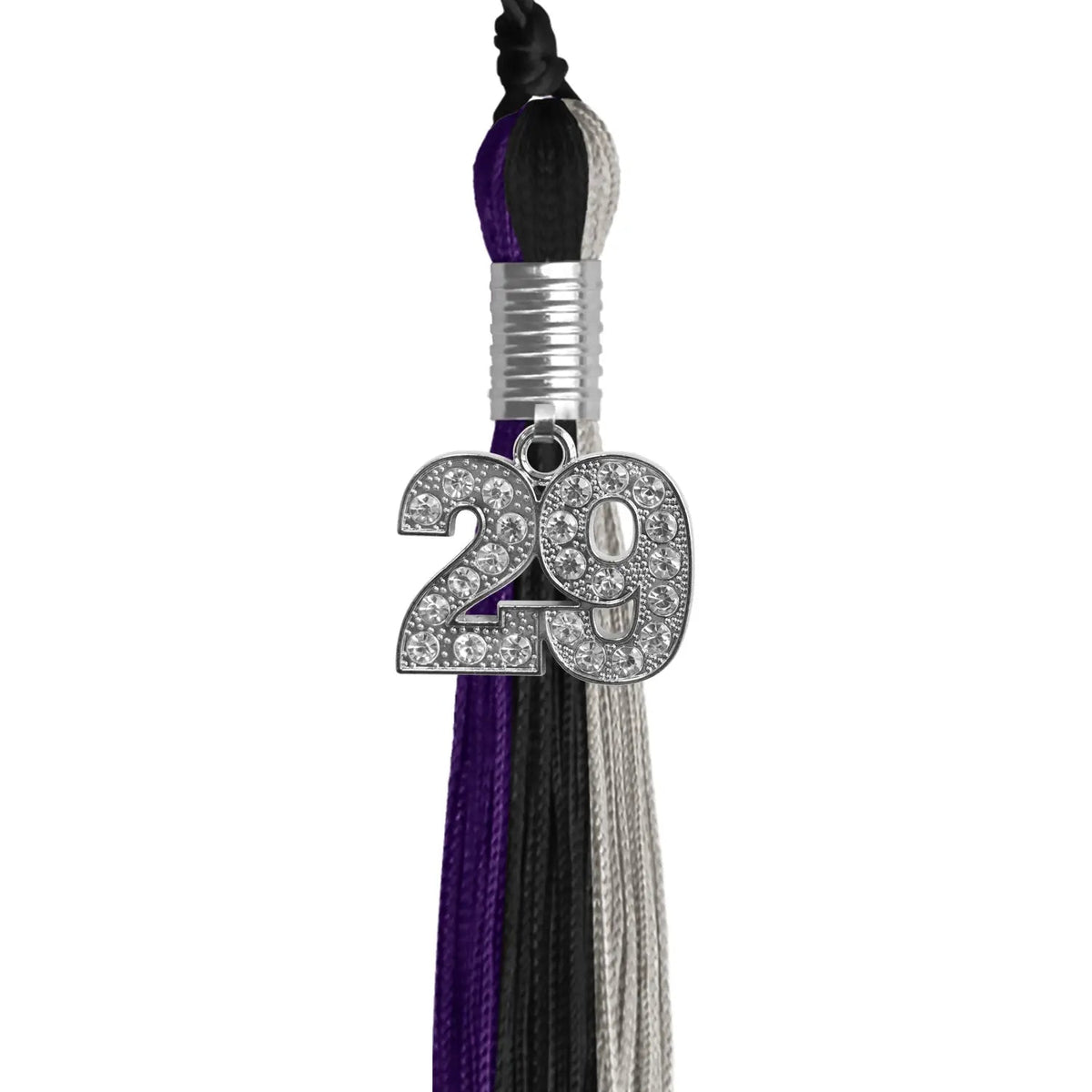 Black/Purple/Grey Graduation Tassel with Silver Bling Charm - Endea Graduation