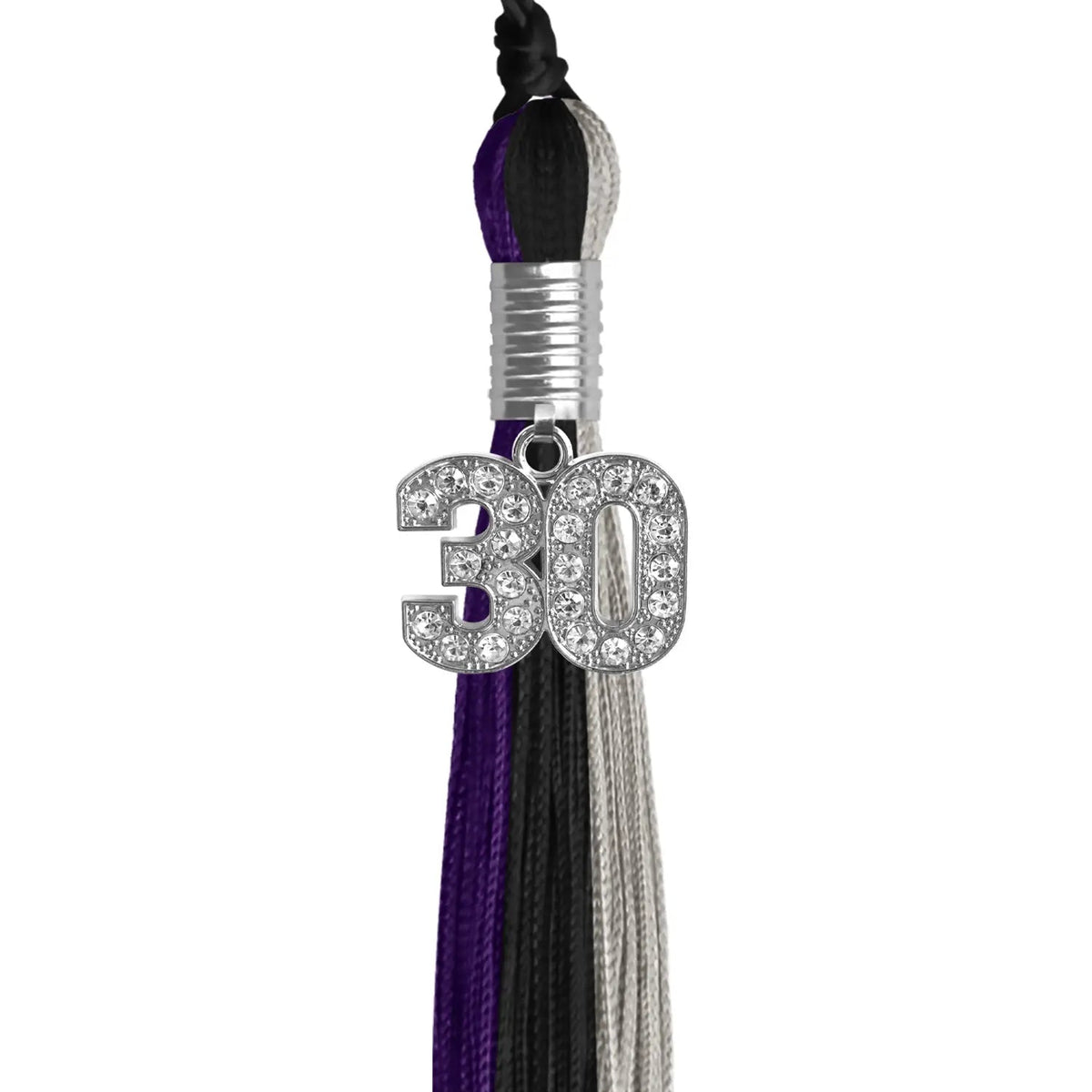 Black/Purple/Grey Graduation Tassel with Silver Bling Charm - Endea Graduation