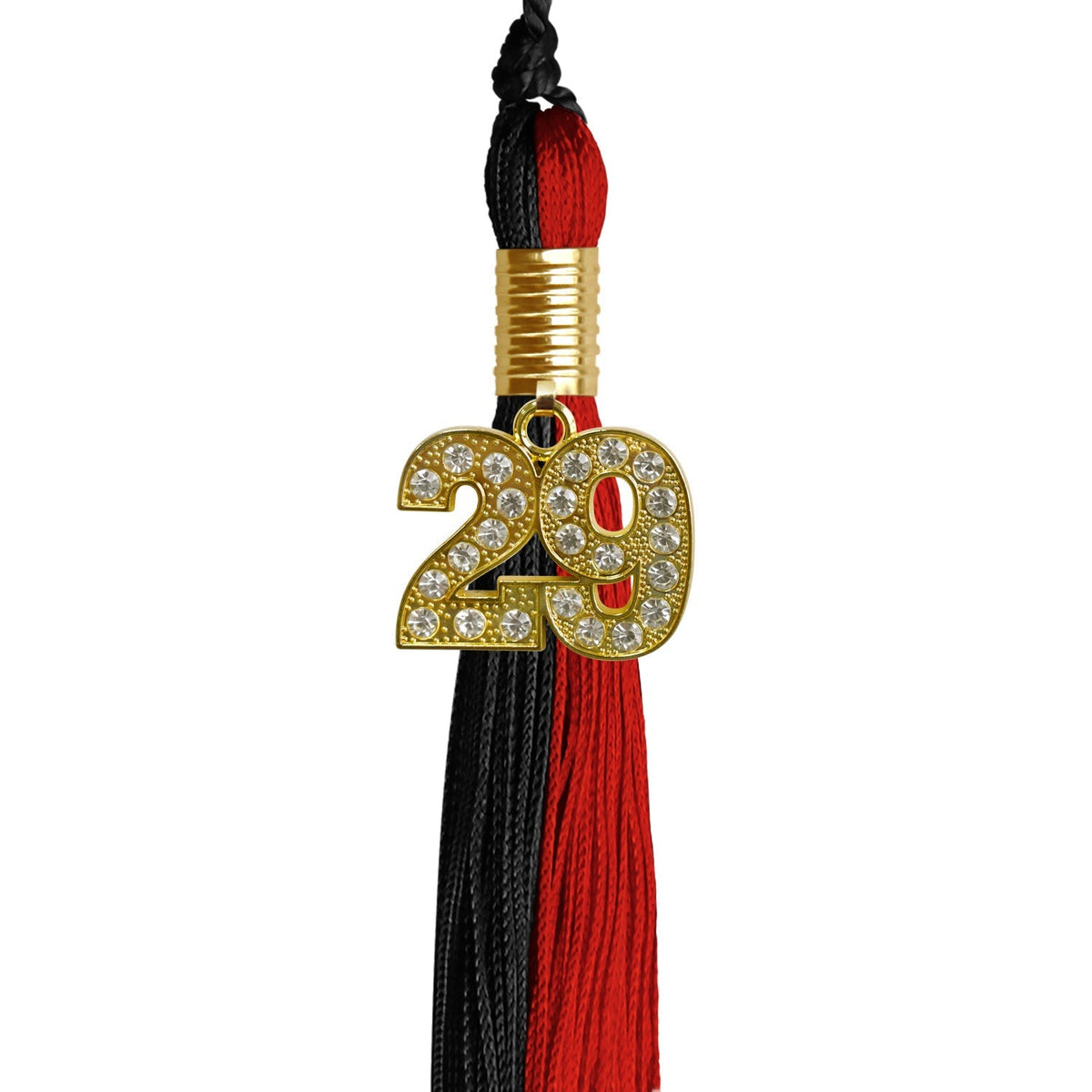 Black/Red Graduation Tassel with Gold Bling Charm - Endea Graduation