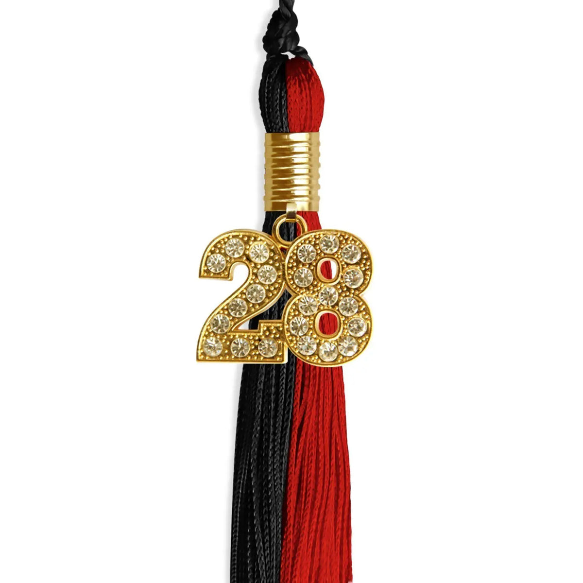 Black/Red Graduation Tassel with Gold Bling Charm - Endea Graduation