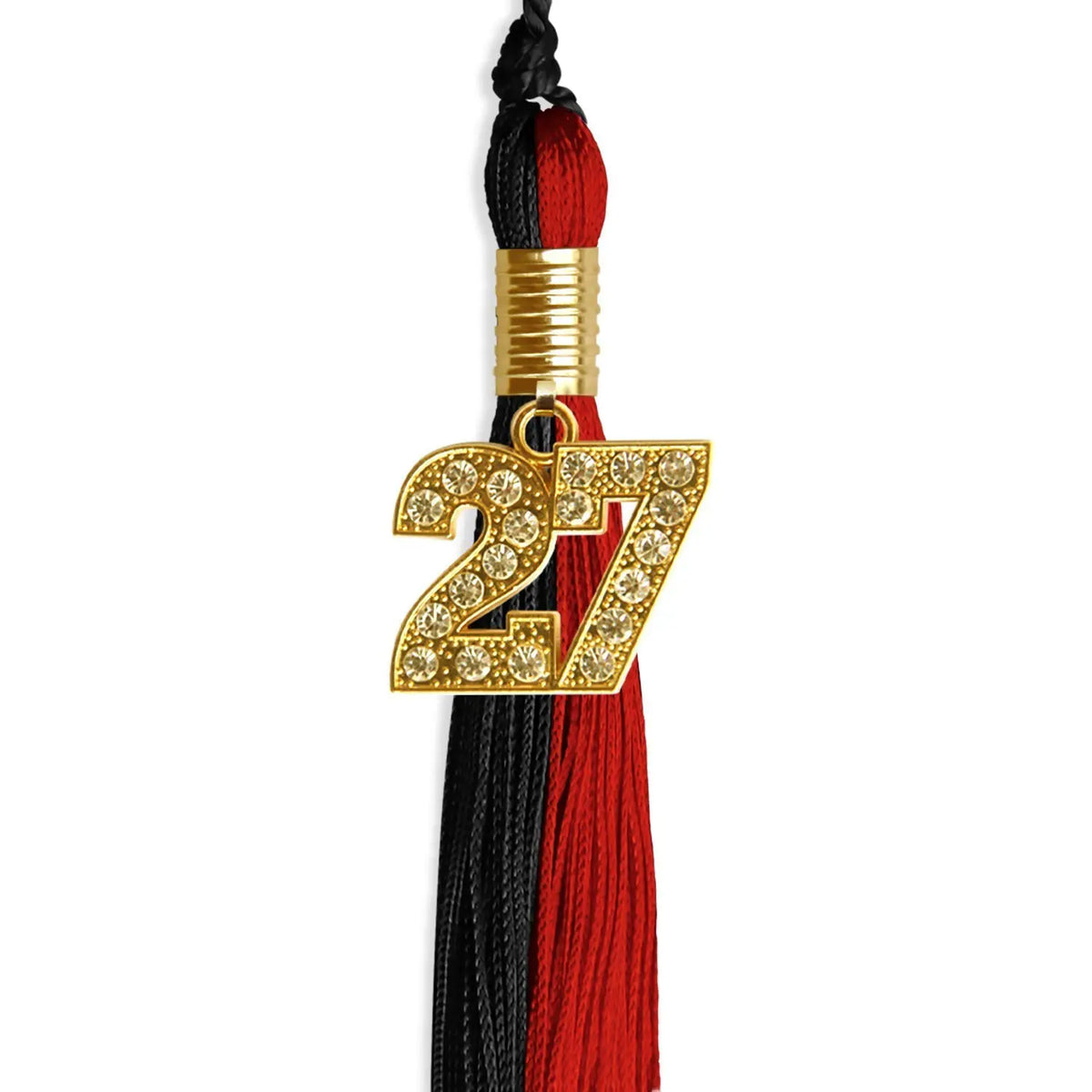 Black/Red Graduation Tassel with Gold Bling Charm - Endea Graduation