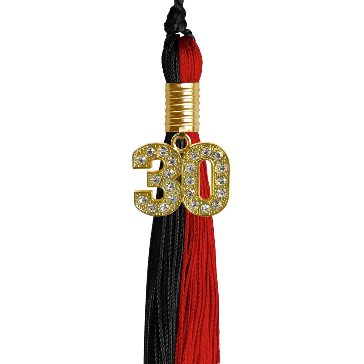 Black/Red Graduation Tassel with Gold Bling Charm - Endea Graduation