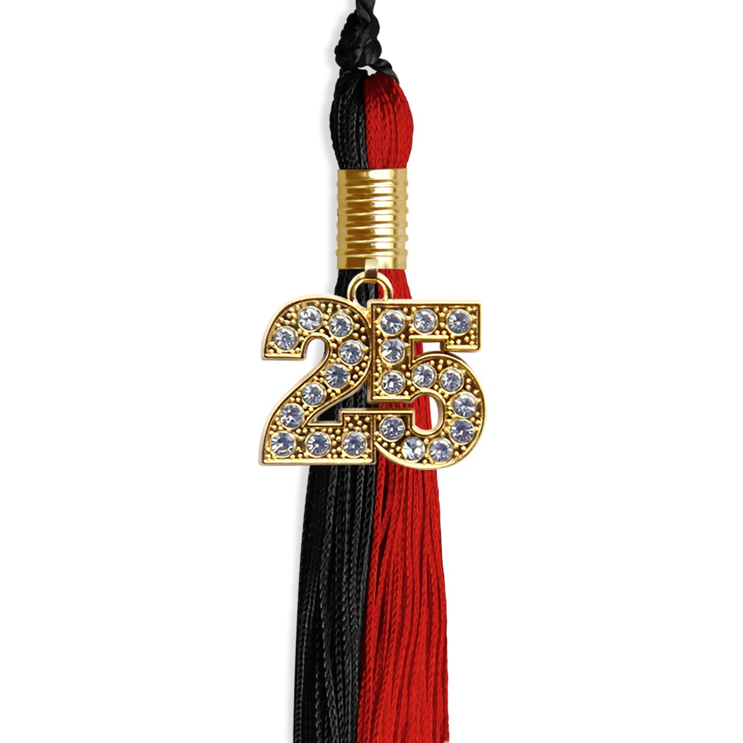 Black/Red Graduation Tassel with Gold Date Drop - Endea Graduation