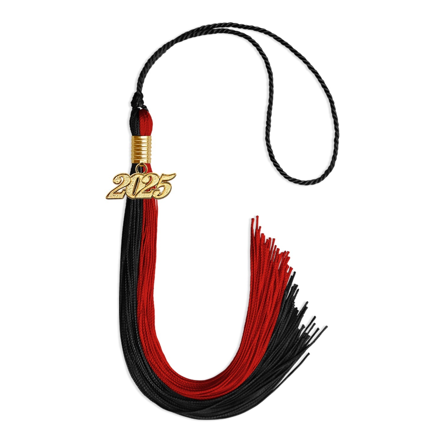 Black/Red Graduation Tassel with Gold Date Drop - Endea Graduation
