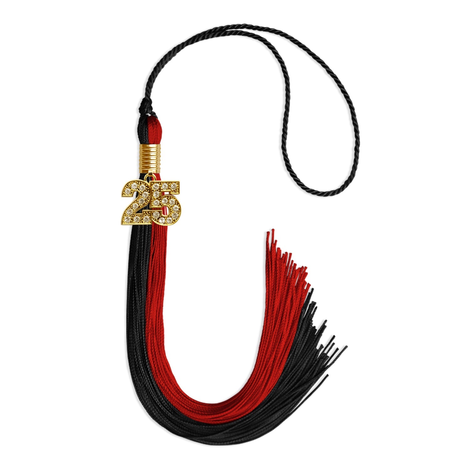 Black/Red Graduation Tassel with Gold Date Drop - Endea Graduation