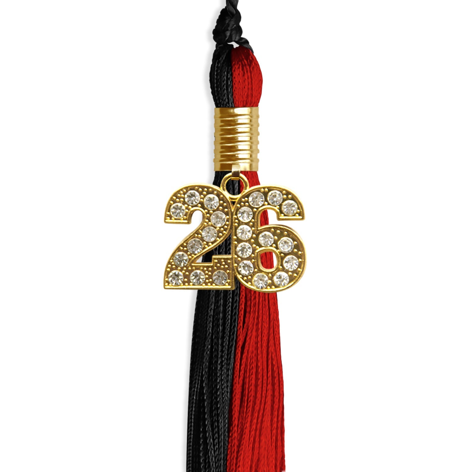 Black/Red Graduation Tassel with Gold Date Drop - Endea Graduation