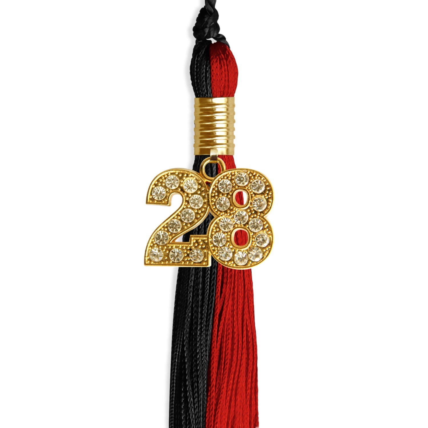 Black/Red Graduation Tassel with Gold Date Drop - Endea Graduation