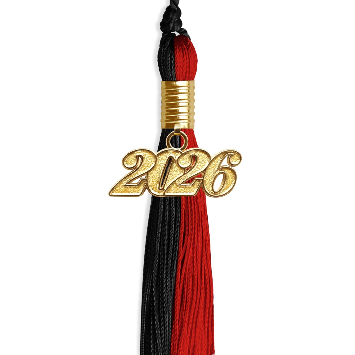 Black/Red Graduation Tassel with Gold Date Drop - Endea Graduation