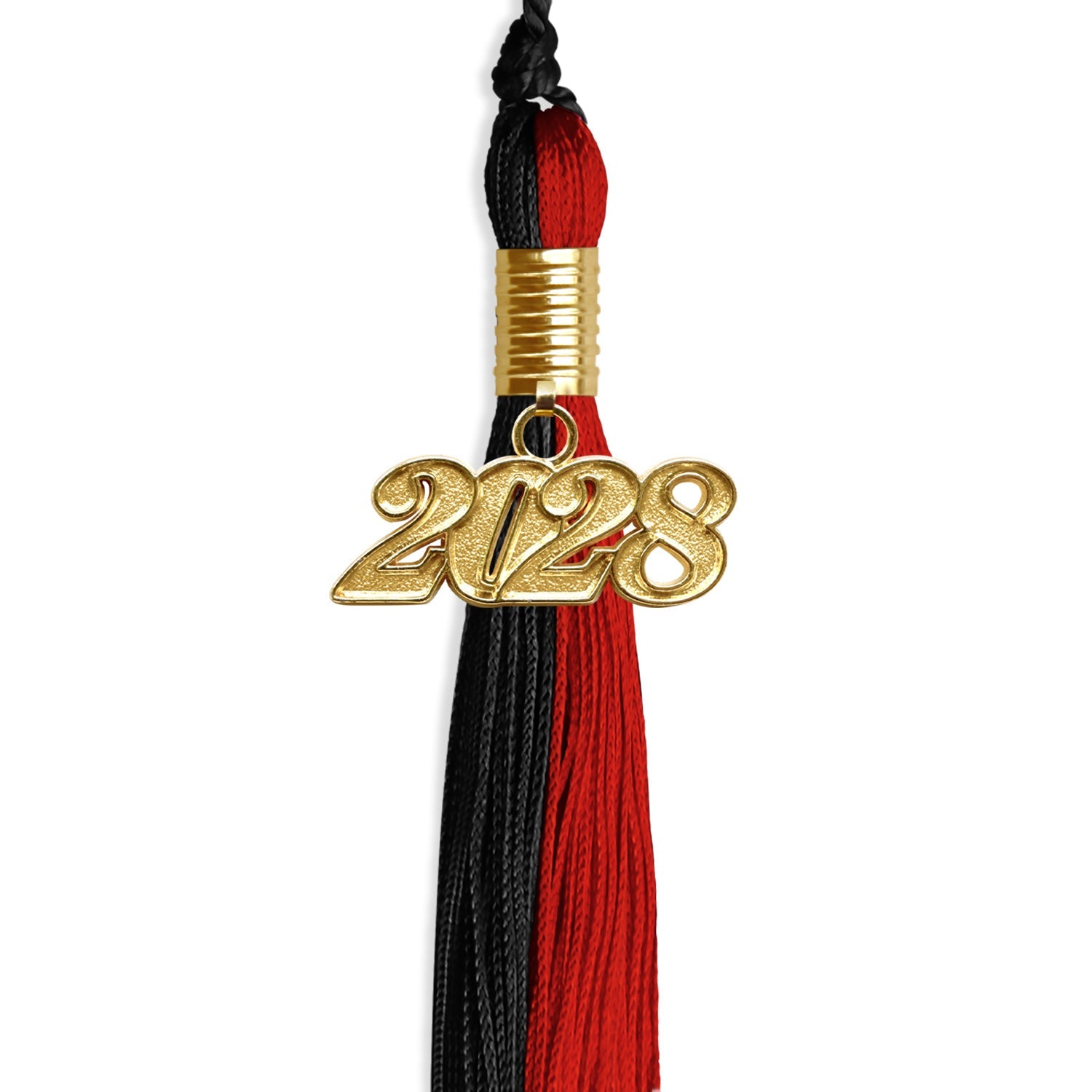 Black/Red Graduation Tassel with Gold Date Drop - Endea Graduation