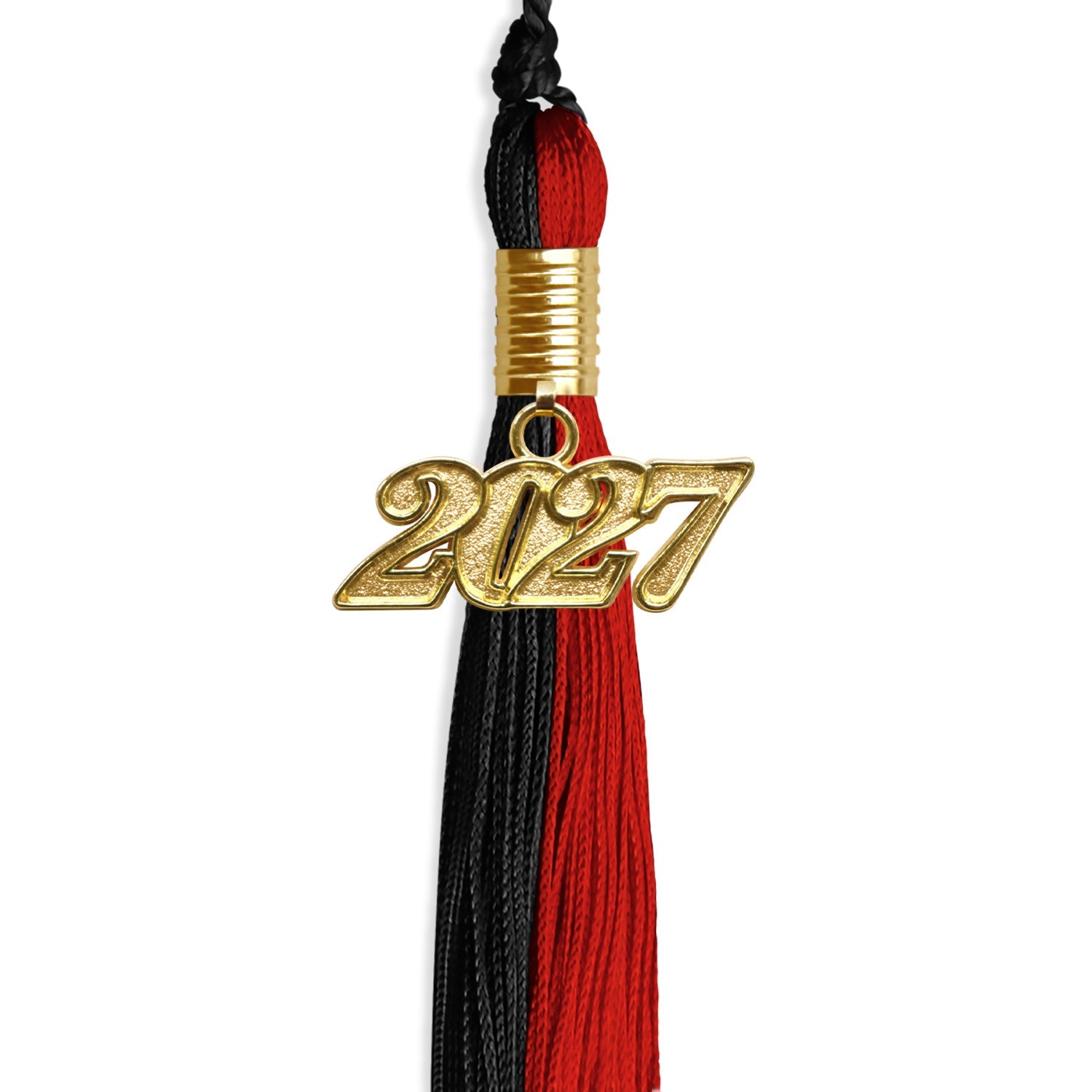 Black/Red Graduation Tassel with Gold Date Drop - Endea Graduation