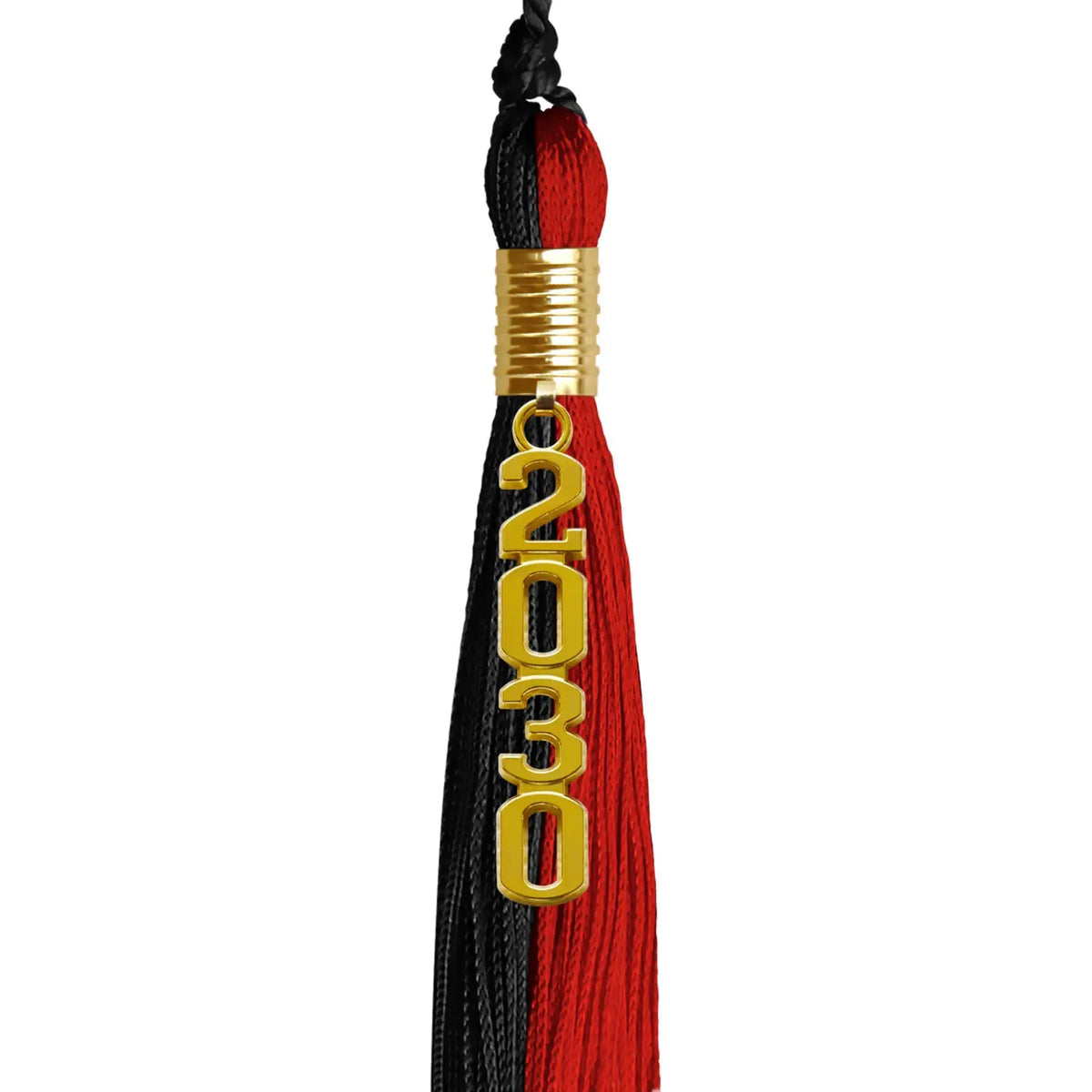 Black/Red Graduation Tassel with Gold Stacked Date Drop - Endea Graduation