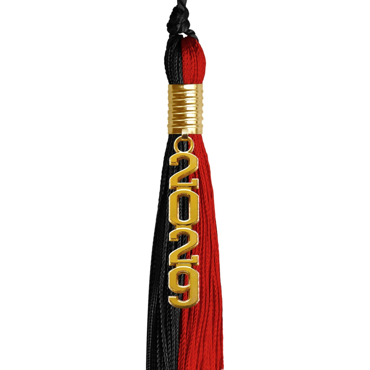 Black/Red Graduation Tassel with Gold Stacked Date Drop - Endea Graduation