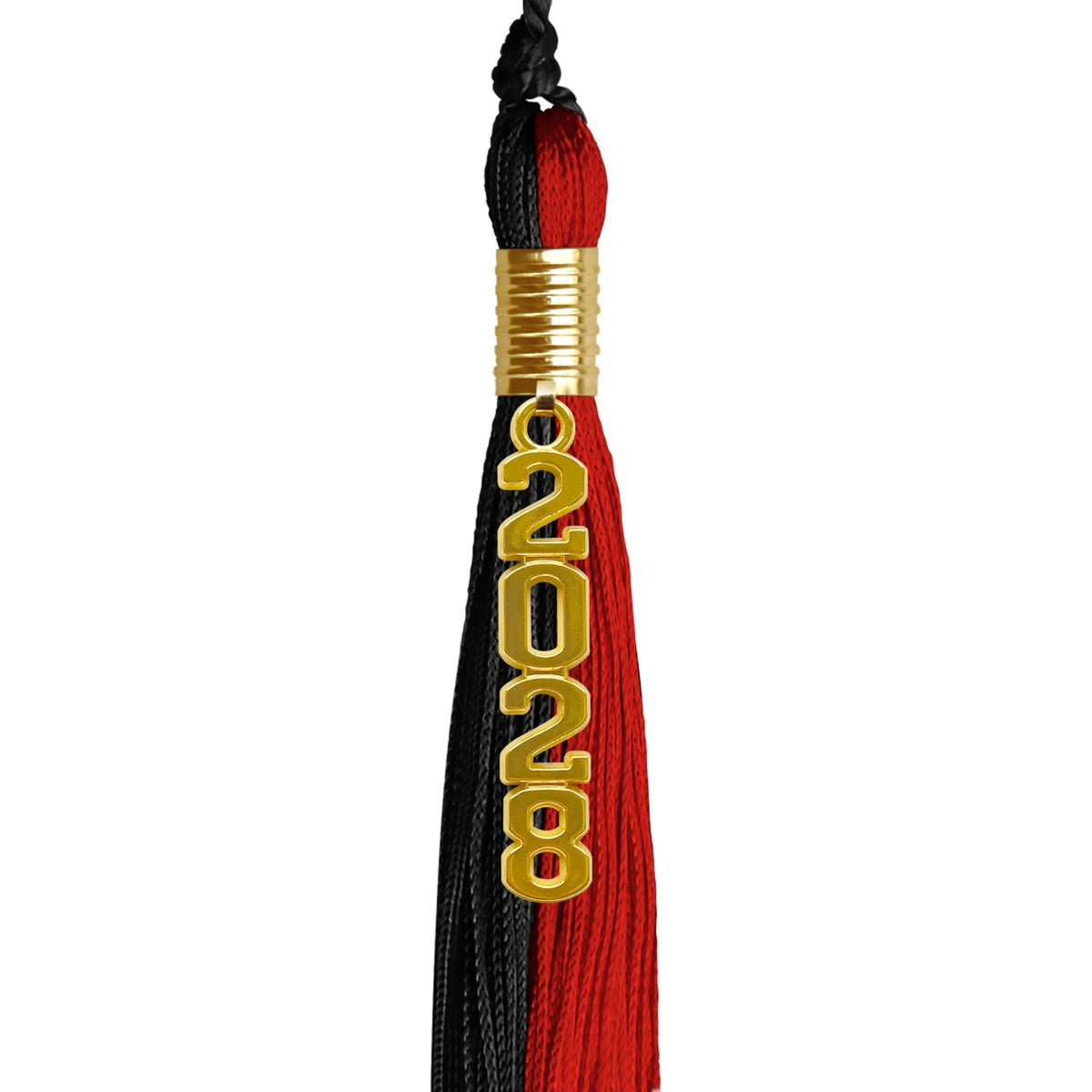Black/Red Graduation Tassel with Gold Stacked Date Drop - Endea Graduation