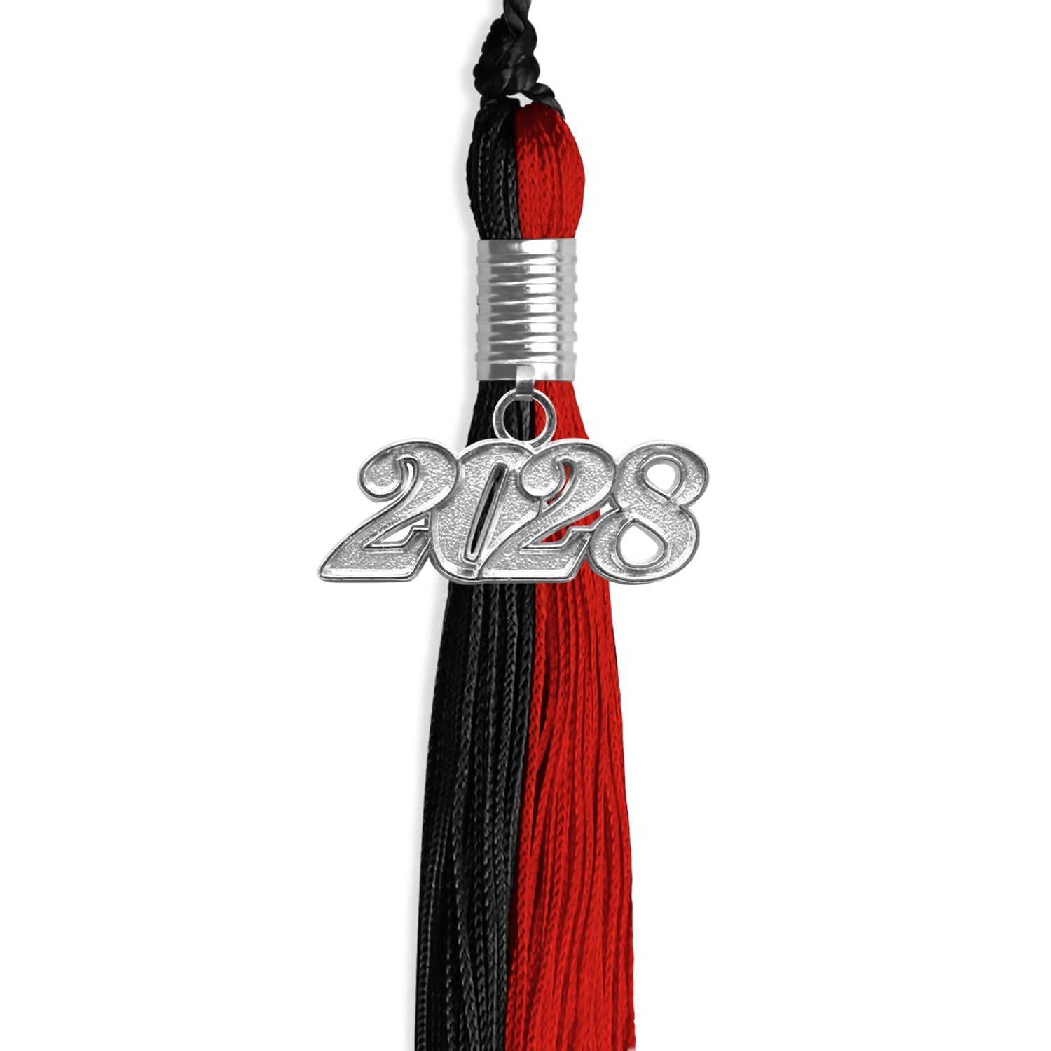 Black/Red Graduation Tassel with Silver Date Drop - Endea Graduation