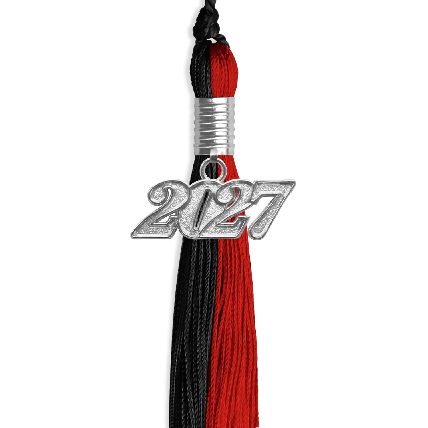Black/Red Graduation Tassel with Silver Date Drop - Endea Graduation