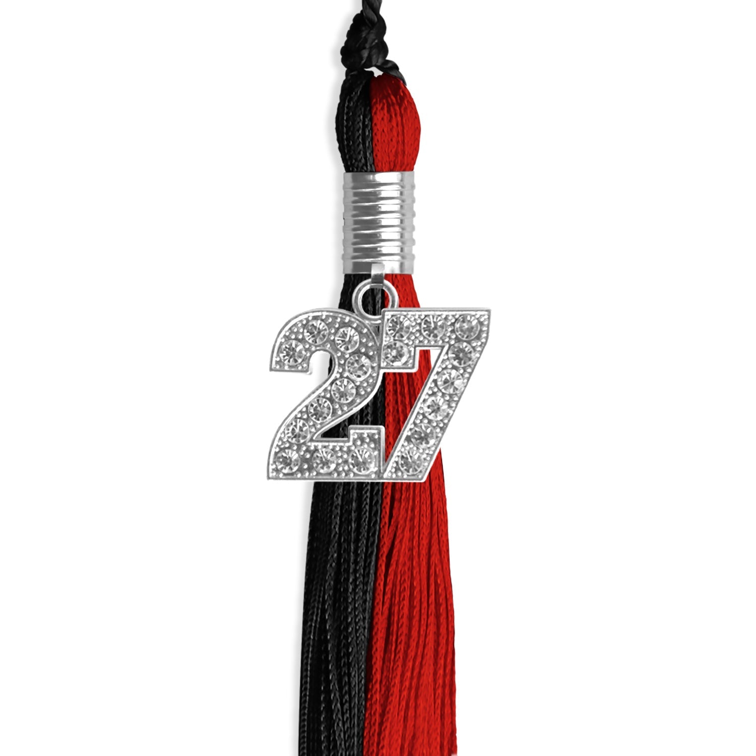 Black/Red Graduation Tassel with Silver Date Drop - Endea Graduation