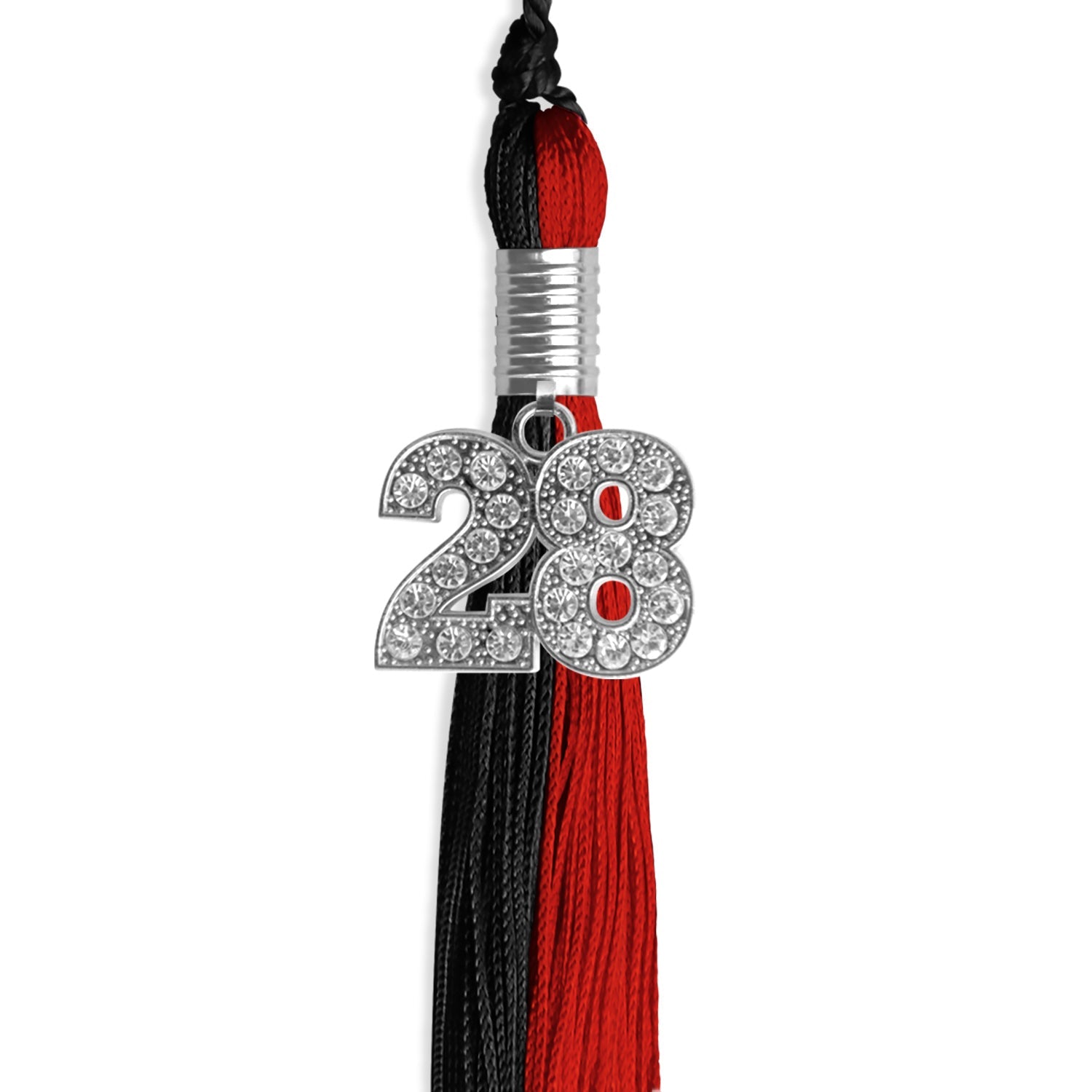 Black/Red Graduation Tassel with Silver Date Drop - Endea Graduation