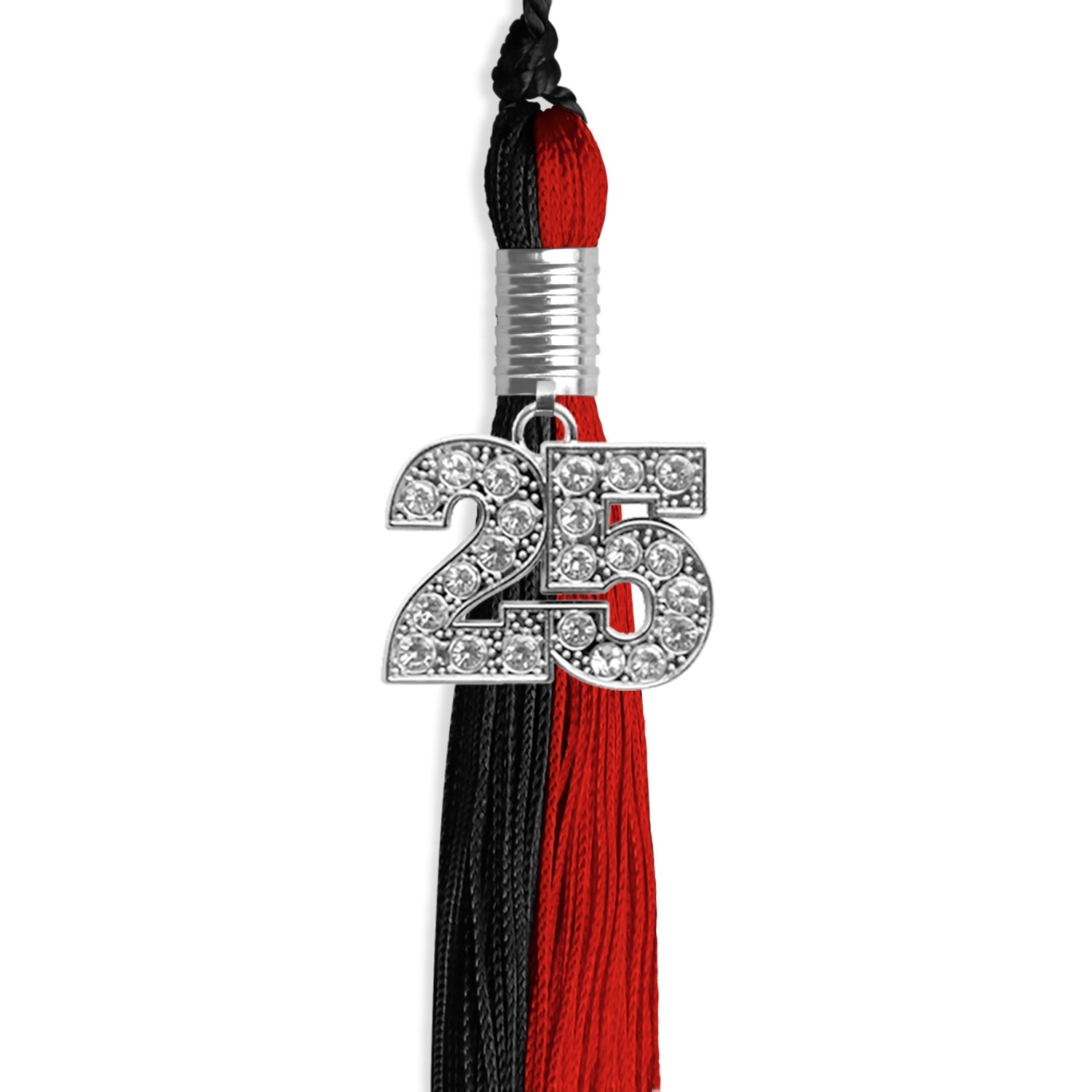 Black/Red Graduation Tassel with Silver Date Drop - Endea Graduation