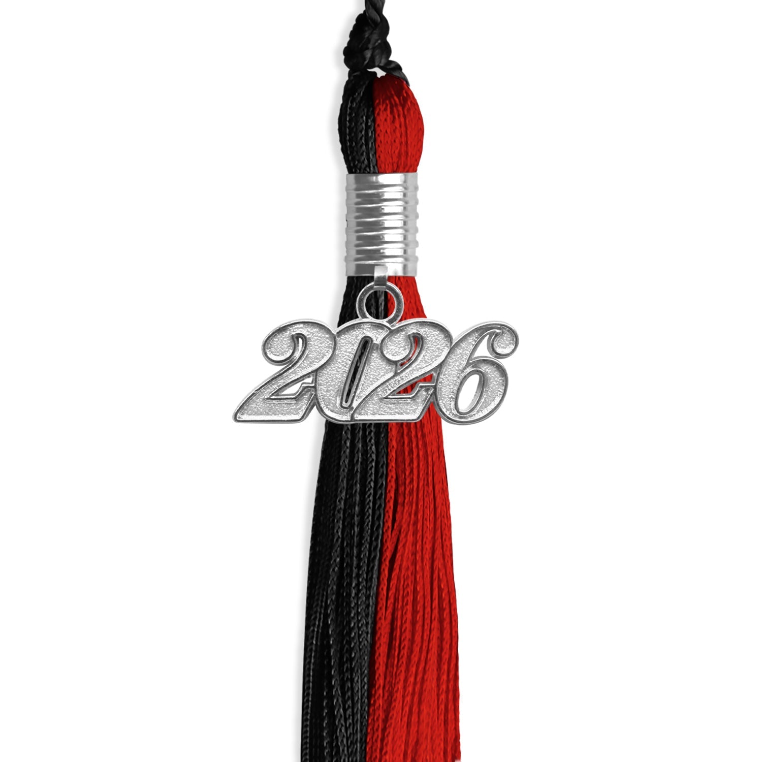 Black/Red Graduation Tassel with Silver Date Drop - Endea Graduation