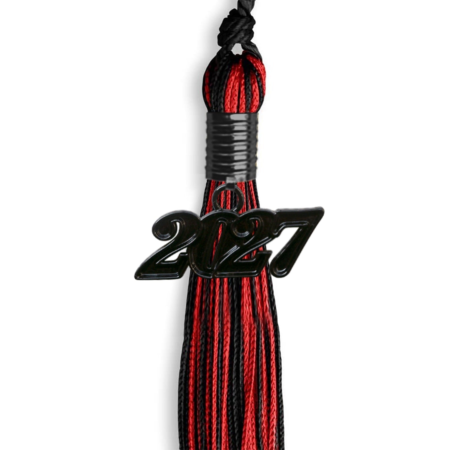 Black/Red Mixed Color Graduation Tassel with Black Date Drop - Endea Graduation