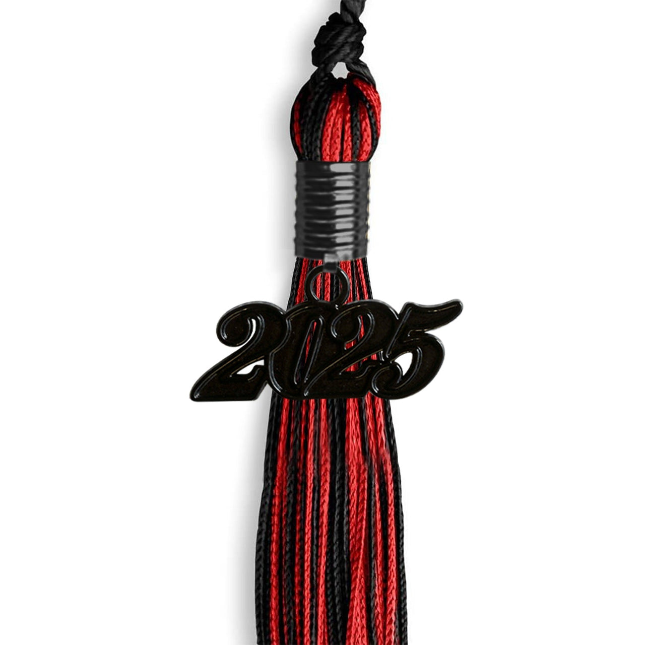 Black/Red Mixed Color Graduation Tassel with Black Date Drop - Endea Graduation