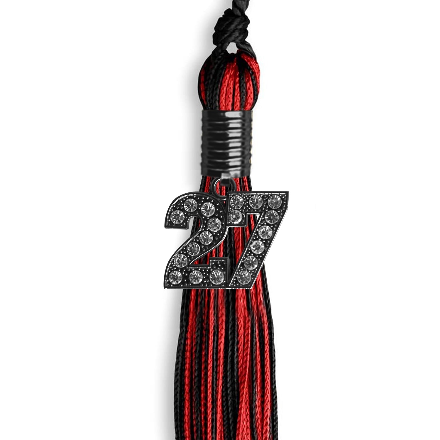 Black/Red Mixed Color Graduation Tassel with Black Date Drop - Endea Graduation