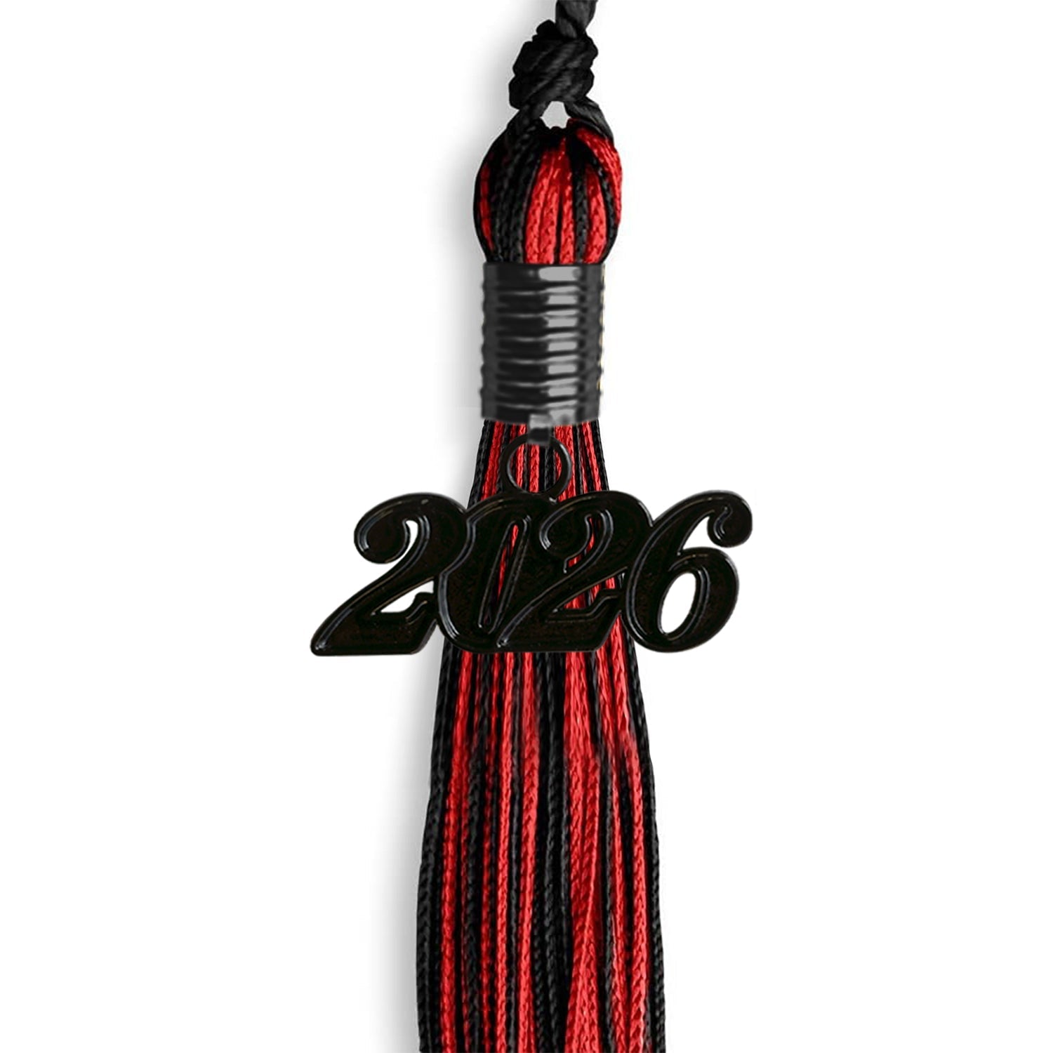 Black/Red Mixed Color Graduation Tassel with Black Date Drop - Endea Graduation