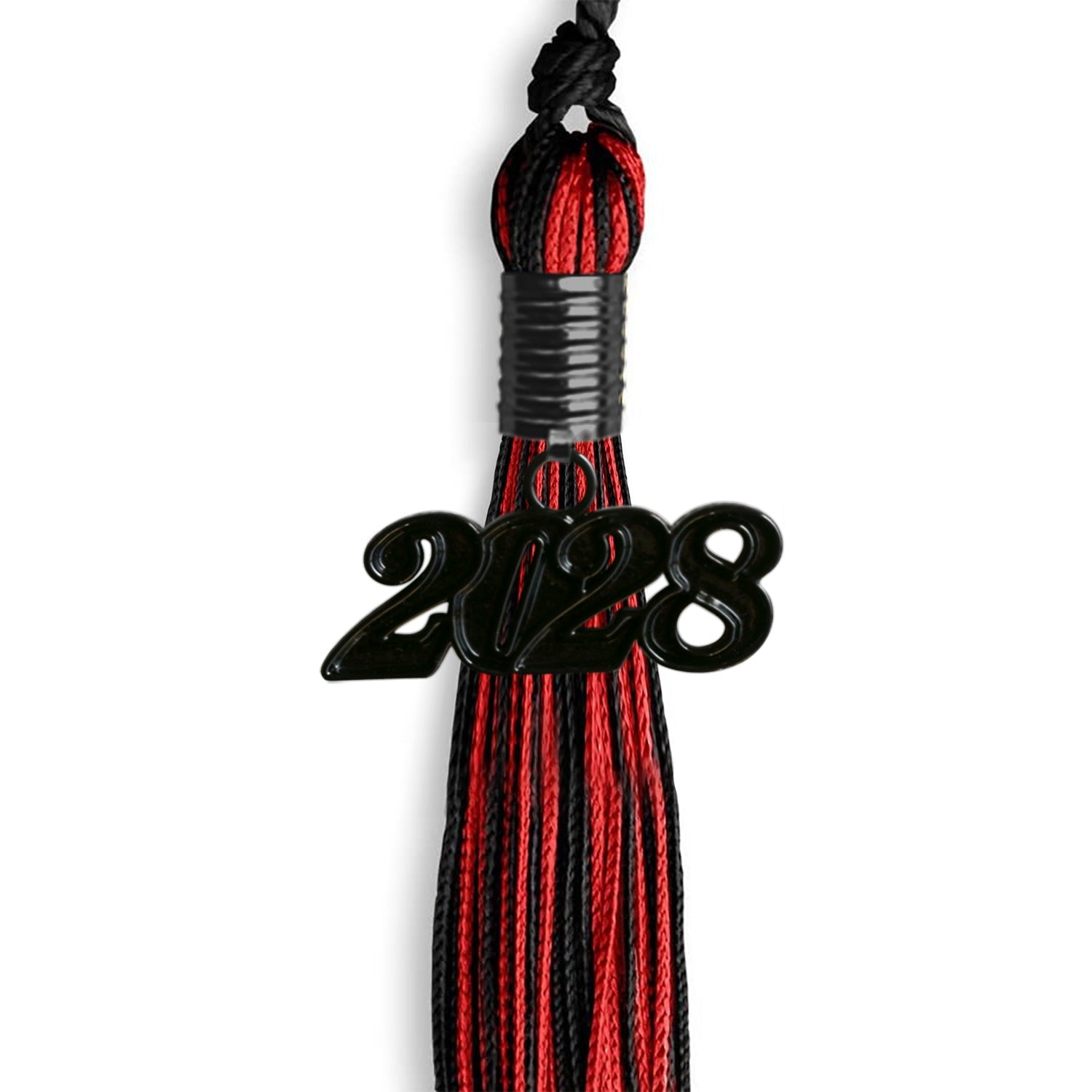 Black/Red Mixed Color Graduation Tassel with Black Date Drop - Endea Graduation