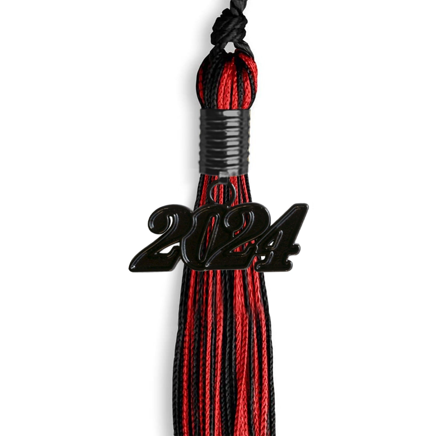 Black/Red Mixed Color Graduation Tassel with Black Date Drop - Endea Graduation