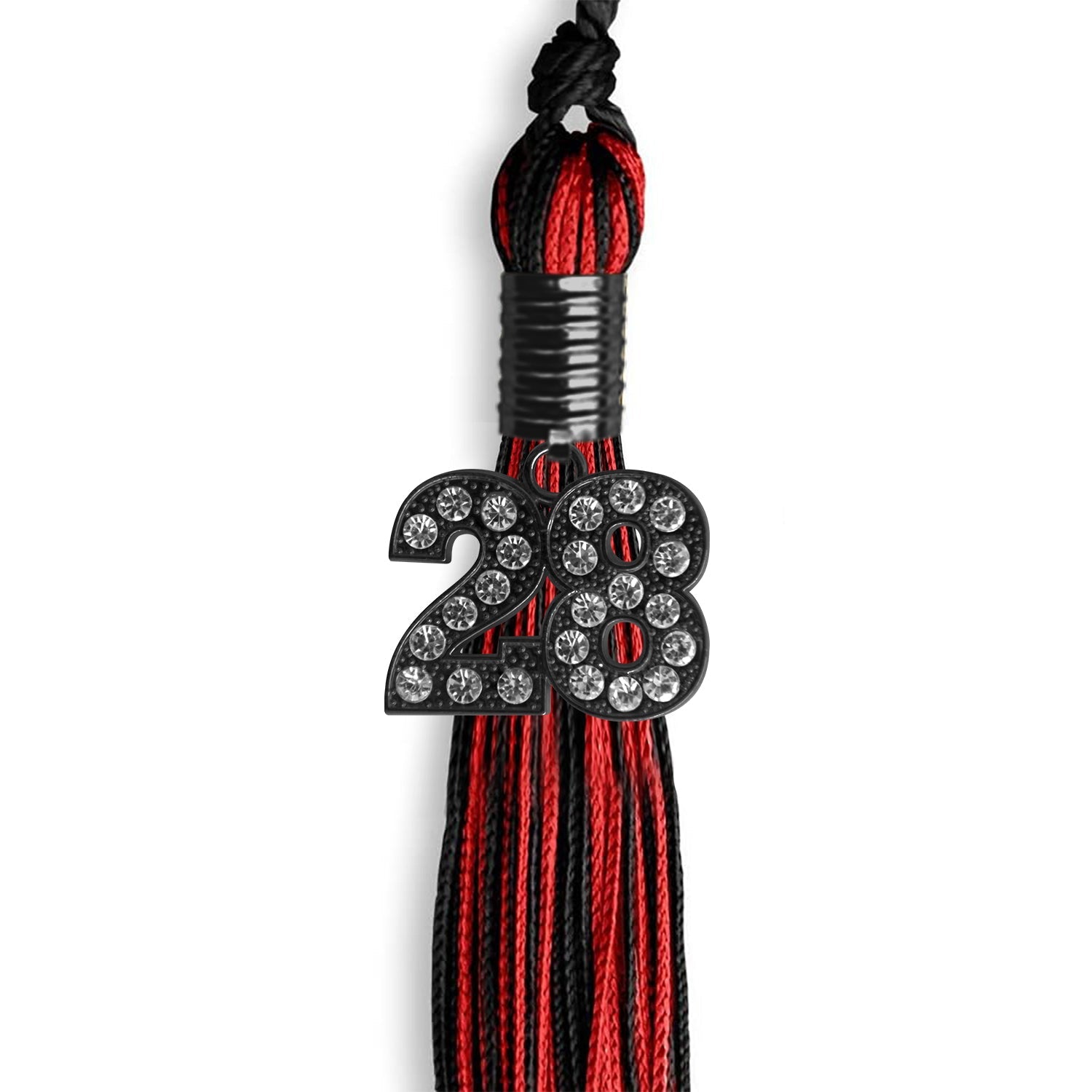 Black/Red Mixed Color Graduation Tassel with Black Date Drop - Endea Graduation